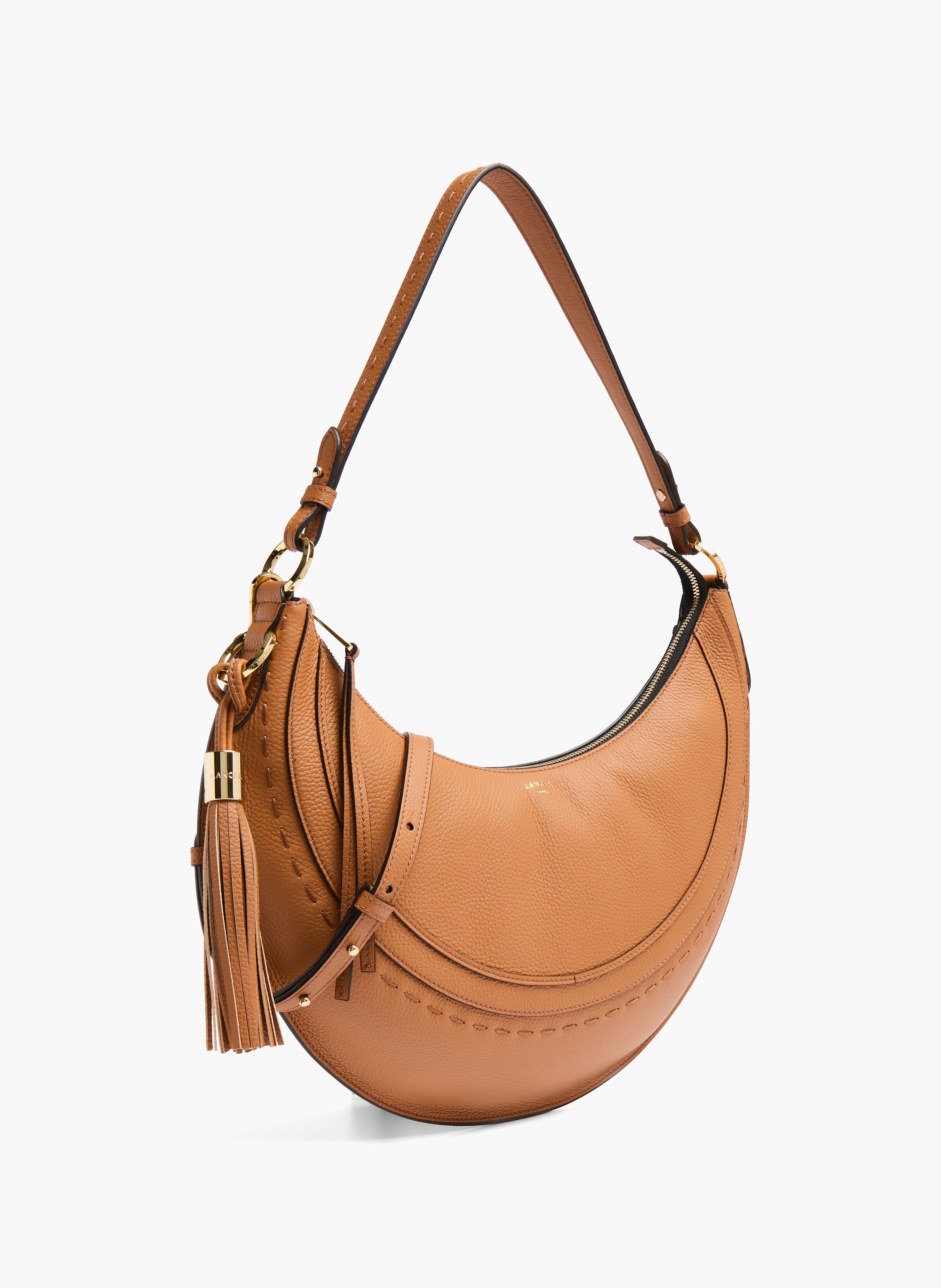 Sac à main hobohme en cuir gaufré. LANCEL Marron