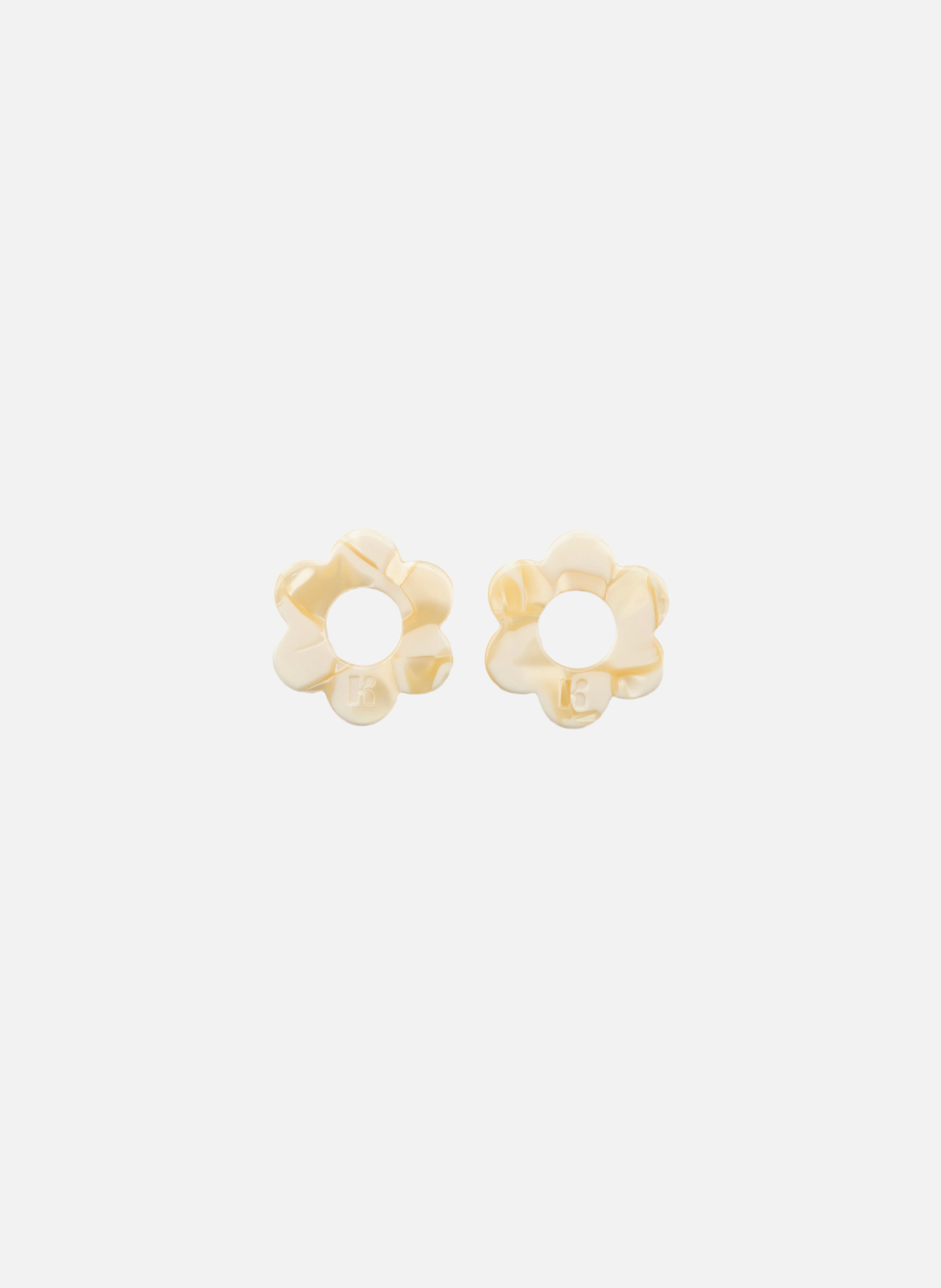 Charms maxi fleurette en acétate de cellulose KURAGE GINZA Beige