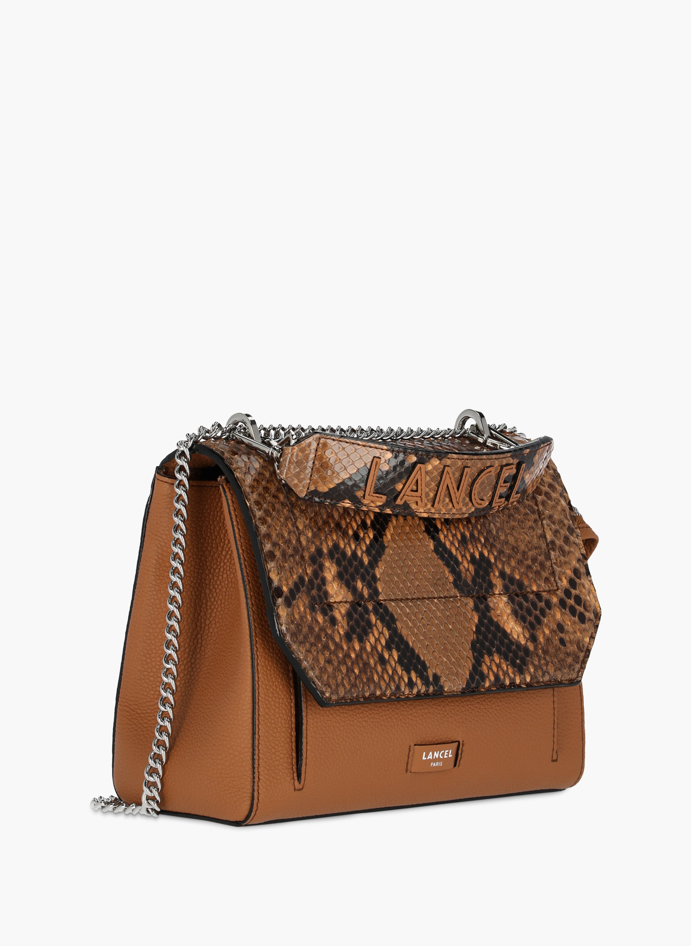 Lancel Ninon crossbody bag in grained cowhide leather & python LANCEL Beige