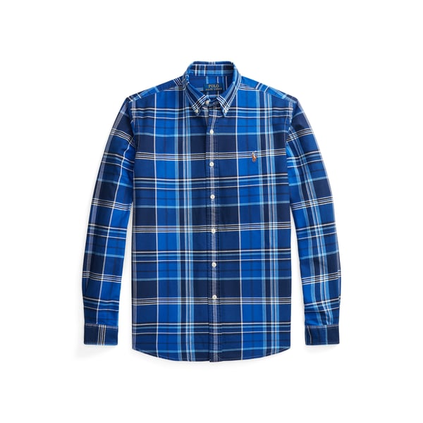 Chemise slim à carreaux en coton