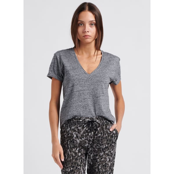 Tee-shirt col v en coton mélangé