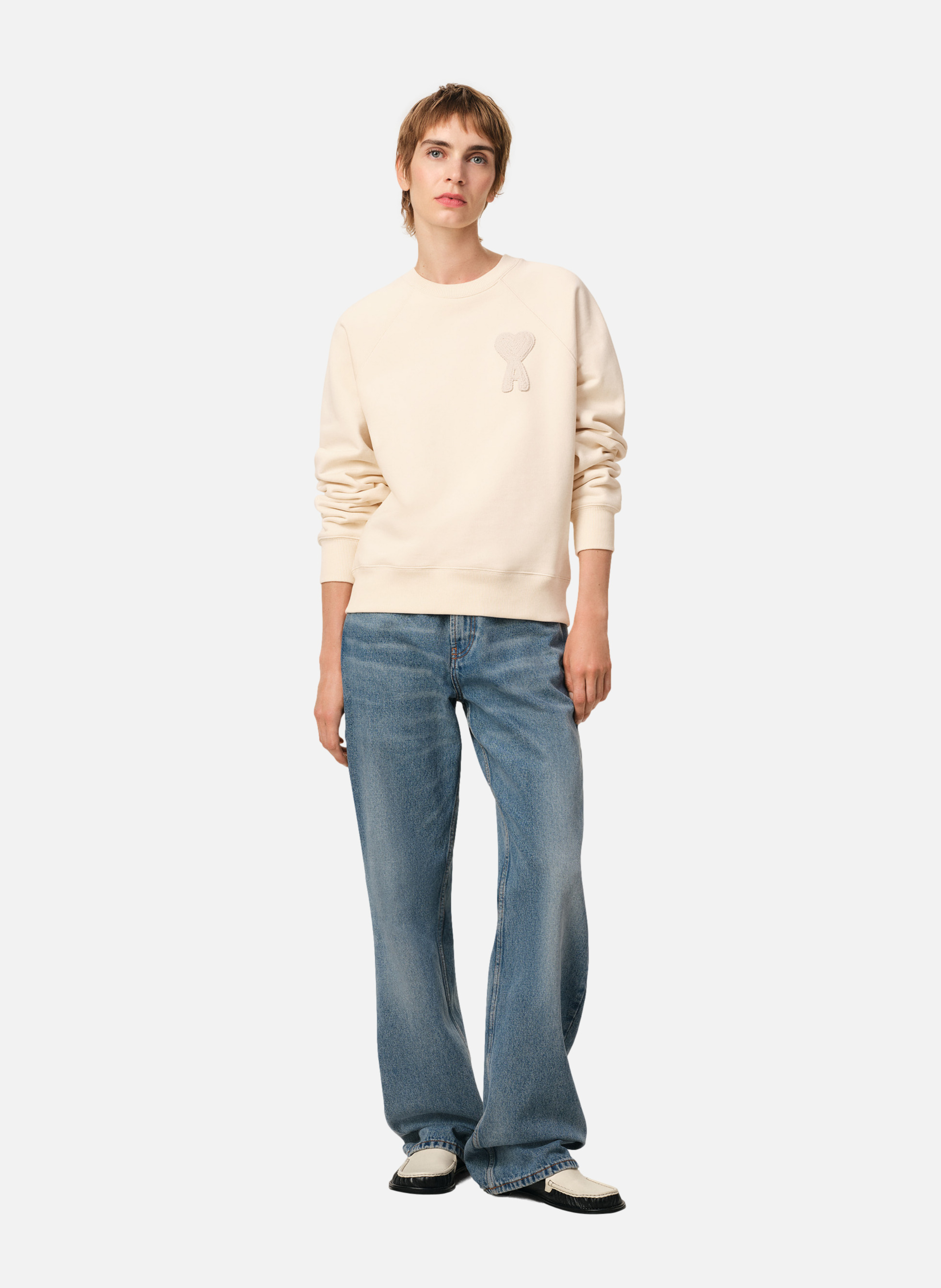 Sweatshirt patch ami de coeur unisexe AMI PARIS Blanc