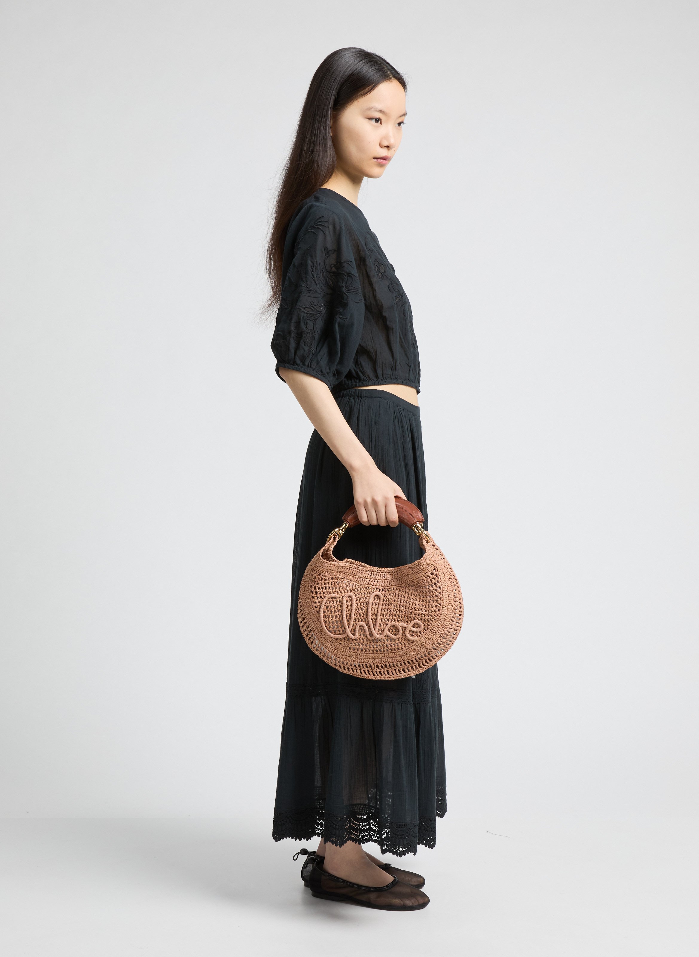 Sac à main Hobo Summer Banana en raphia CHLOÉ Beige