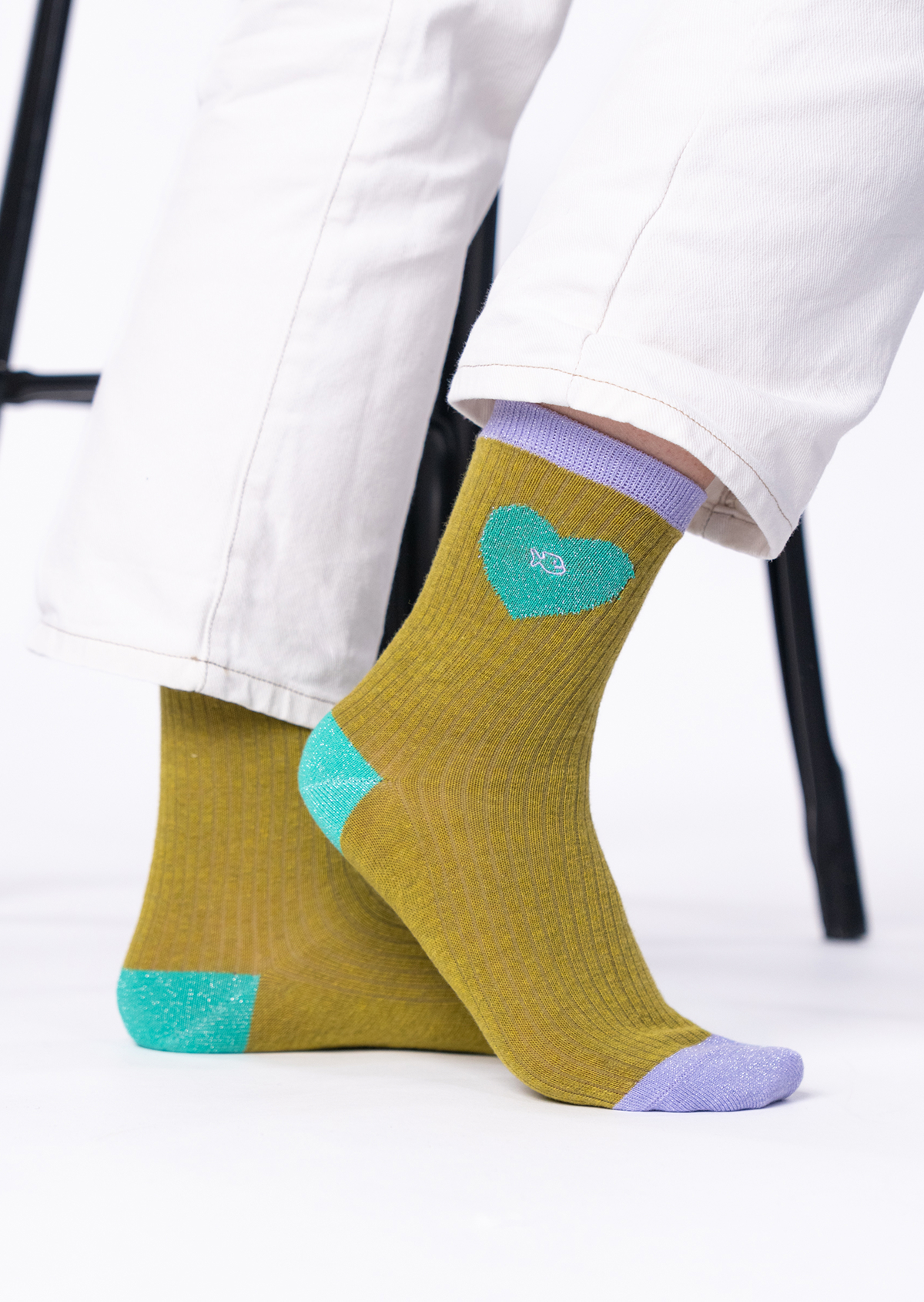 Chaussettes en coton peigné coeur BILLYBELT Kaki