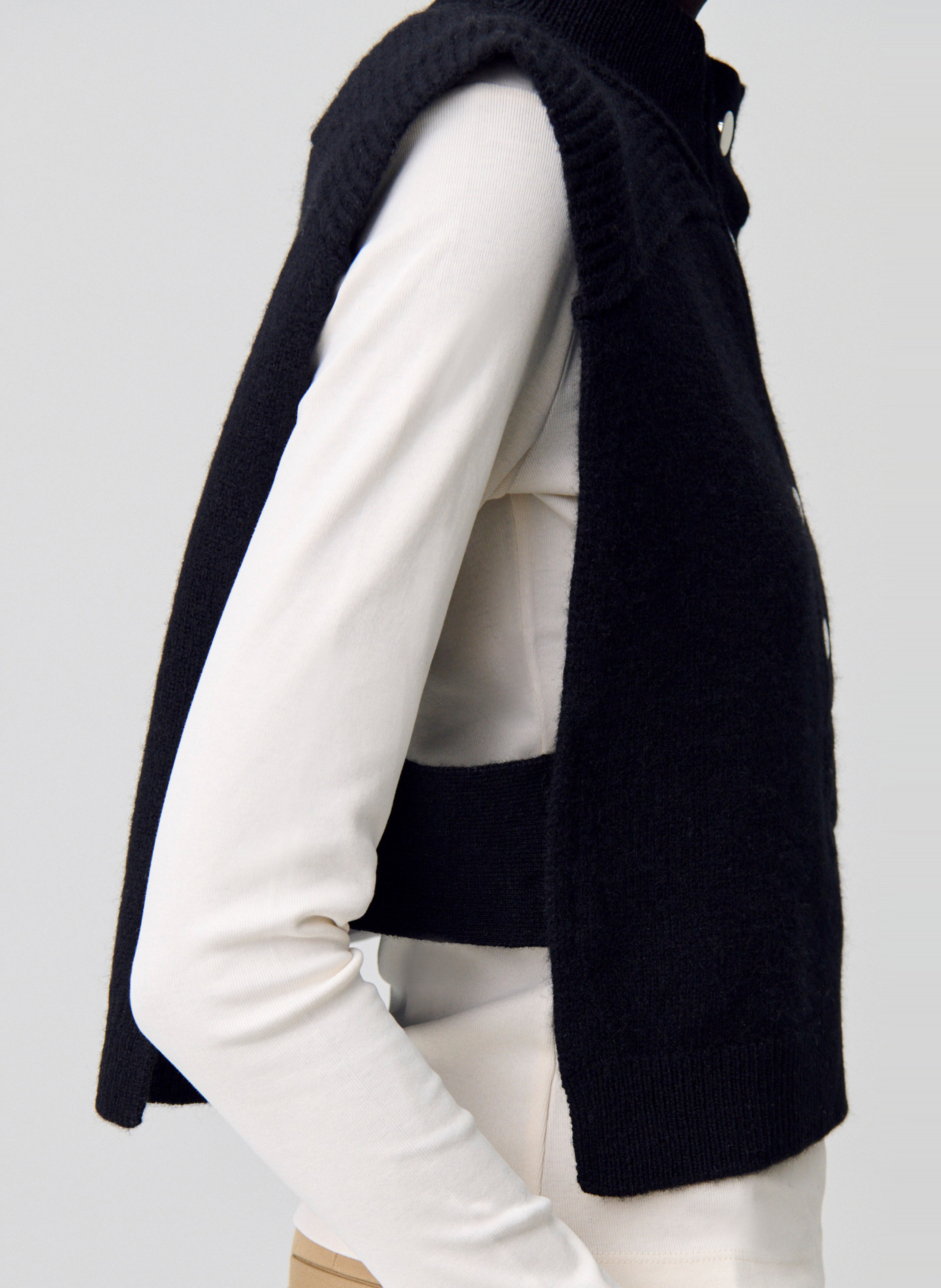 Pull col montant en laine mimu Noir