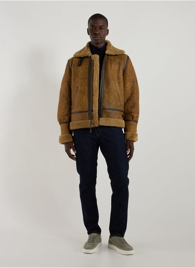 Blouson bombardier en cuir de mouton SCHOTT Blouson bombardier en cuir de mouton SCHOTT