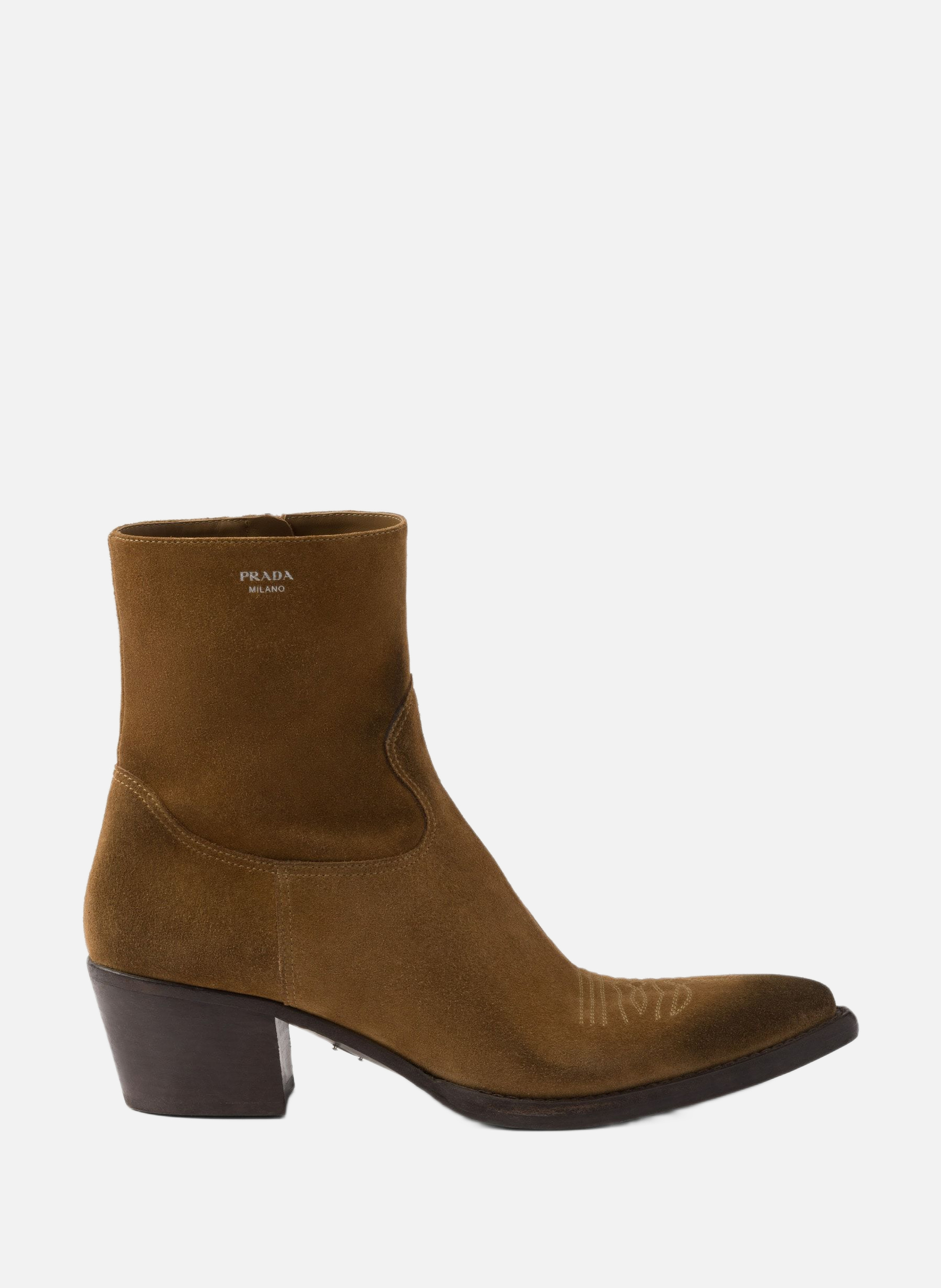 Bottines en veau velours PRADA Marron