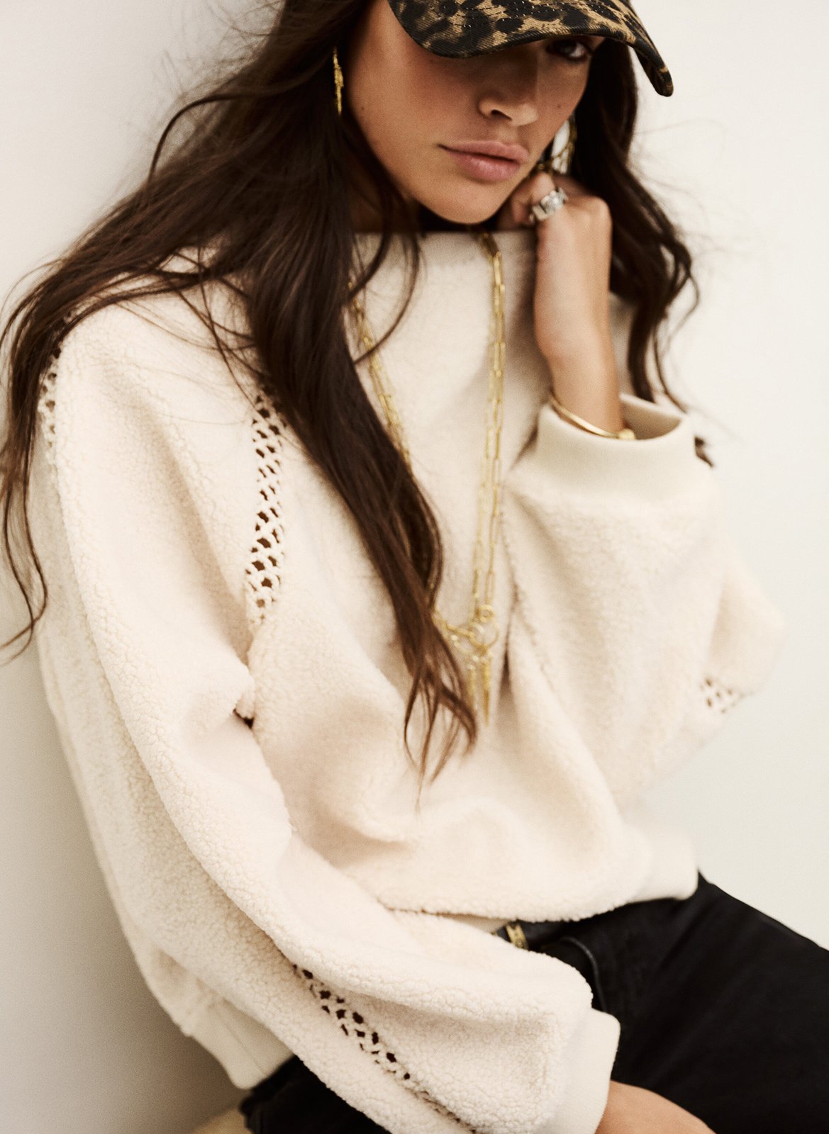 Sweat ample ajouré en maille bouclée sweet BA&SH Beige