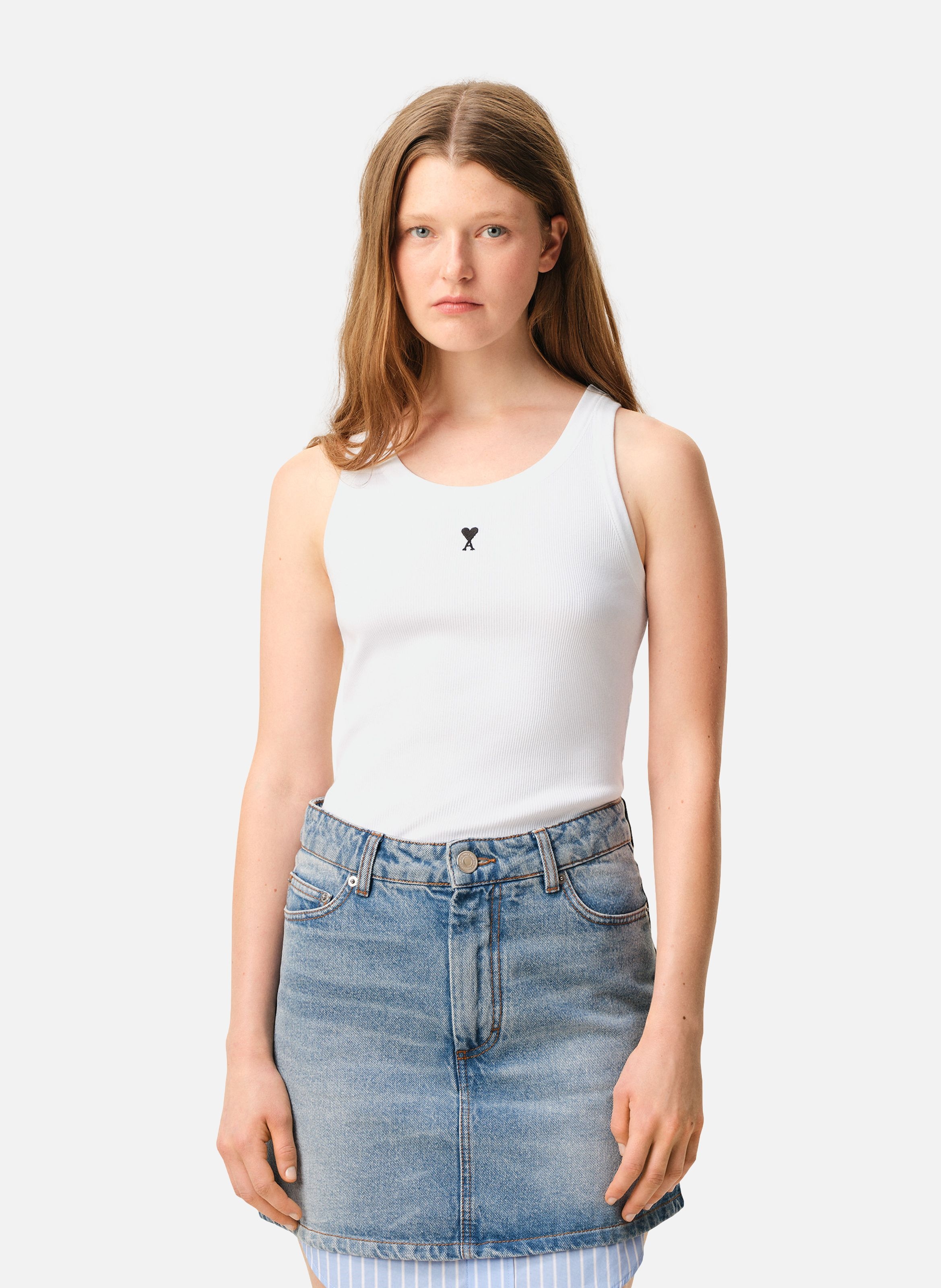 Debardeur ami de coeur en coton AMI PARIS Blanc