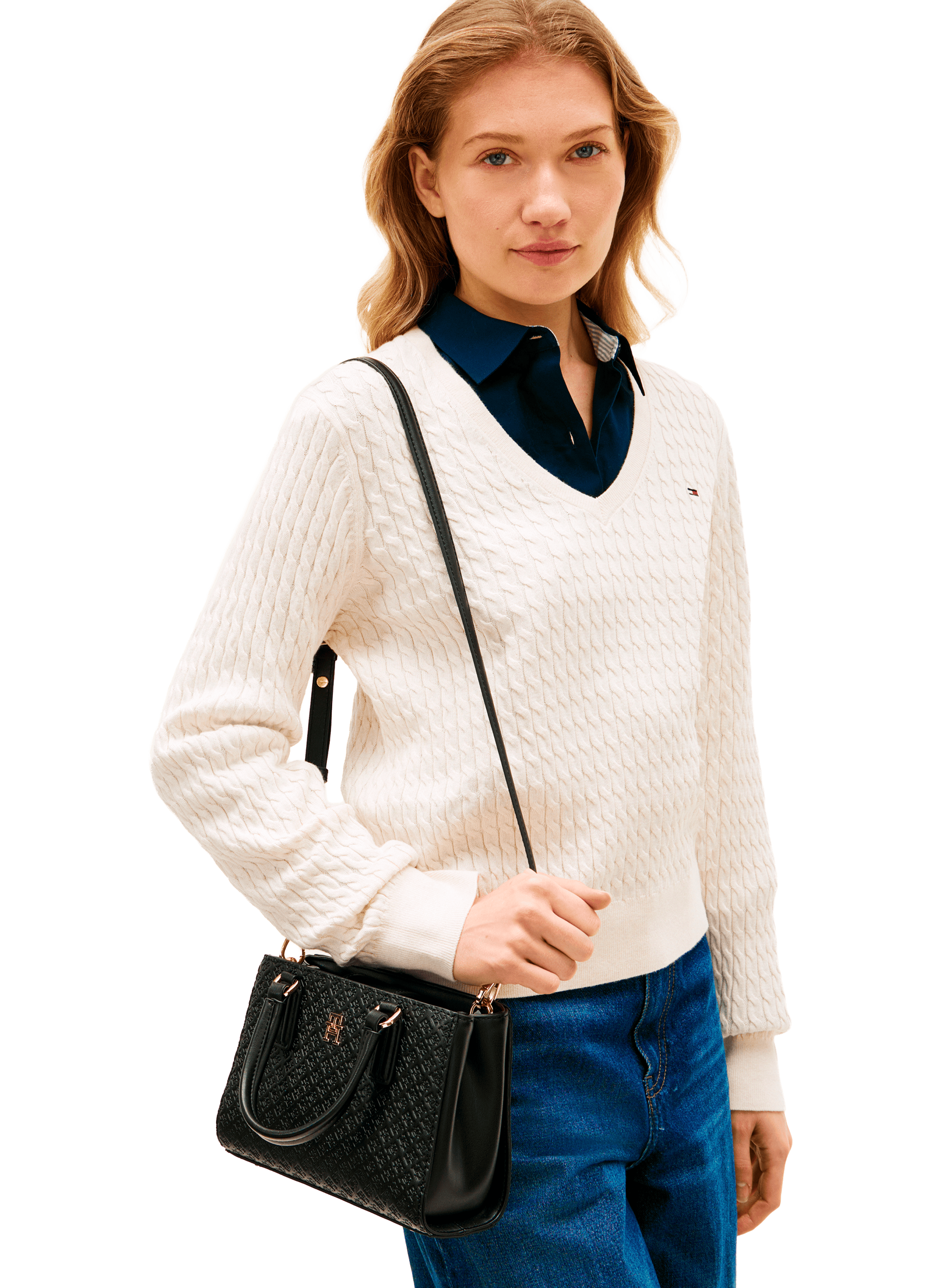 TH Monogram Daily Mini Tote Handbag TOMMY HILFIGER Black