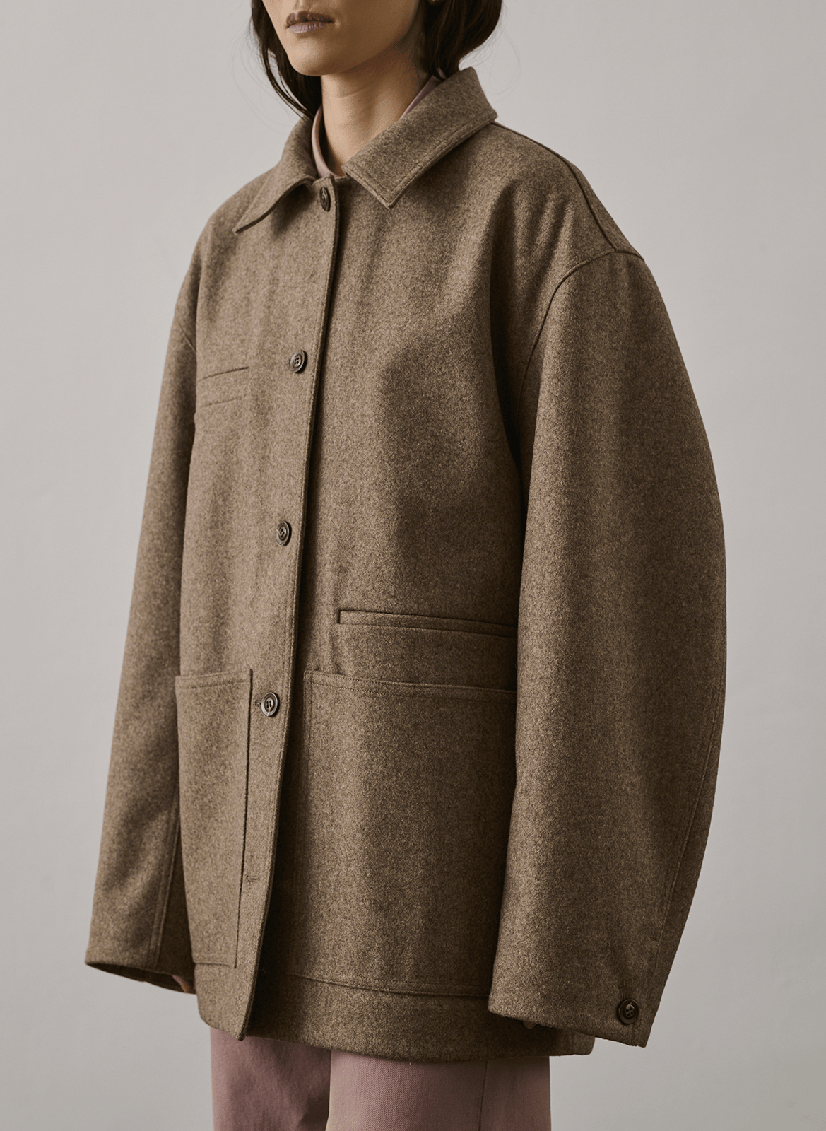 Veste col classique en coton Domingo SOEUR Marron