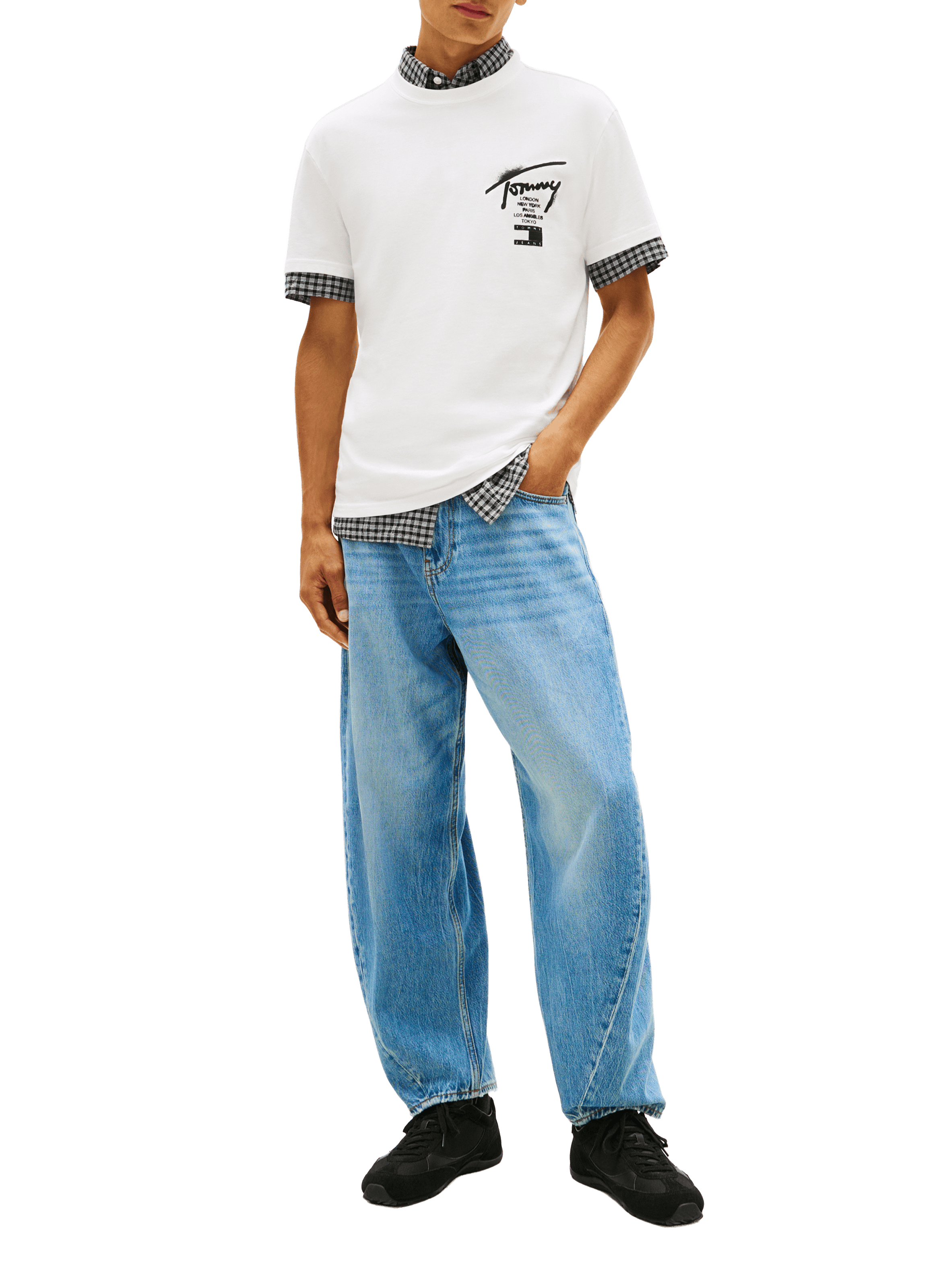 Biker-style cotton t-shirt TOMMY HILFIGER White
