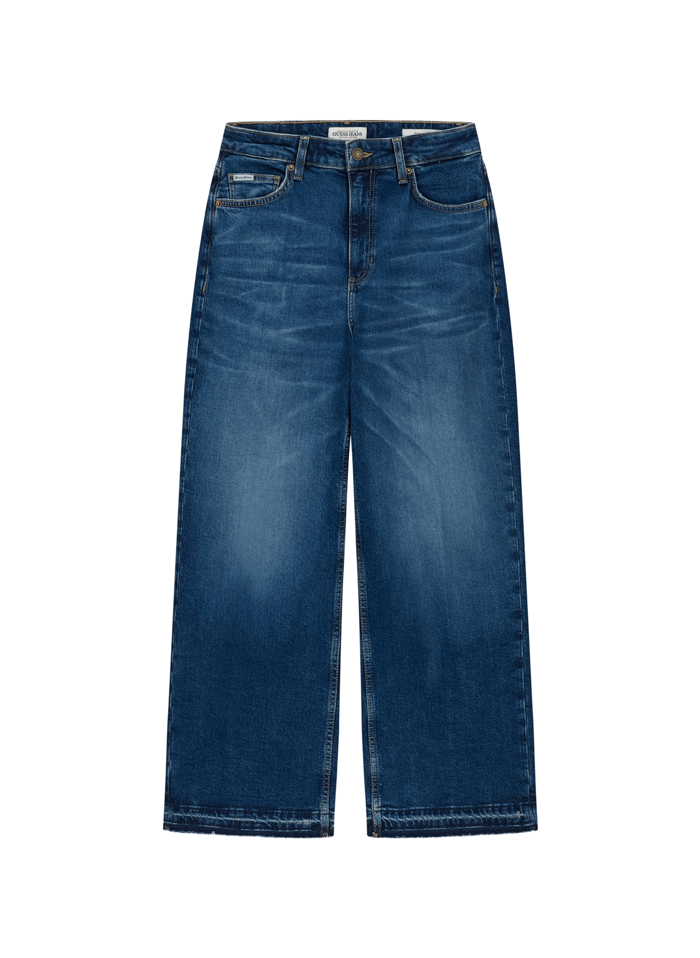 Jean large crapped en coton mélangé GUESS Bleu