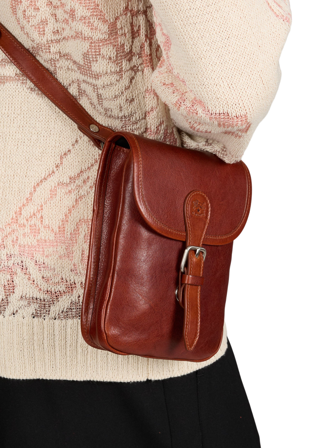Crossbody leather handbag IL BISONTE Brown