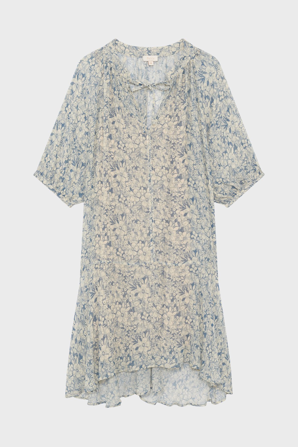 Robe asymétrique à fleurs et lurex - ariana PABLO Bleu