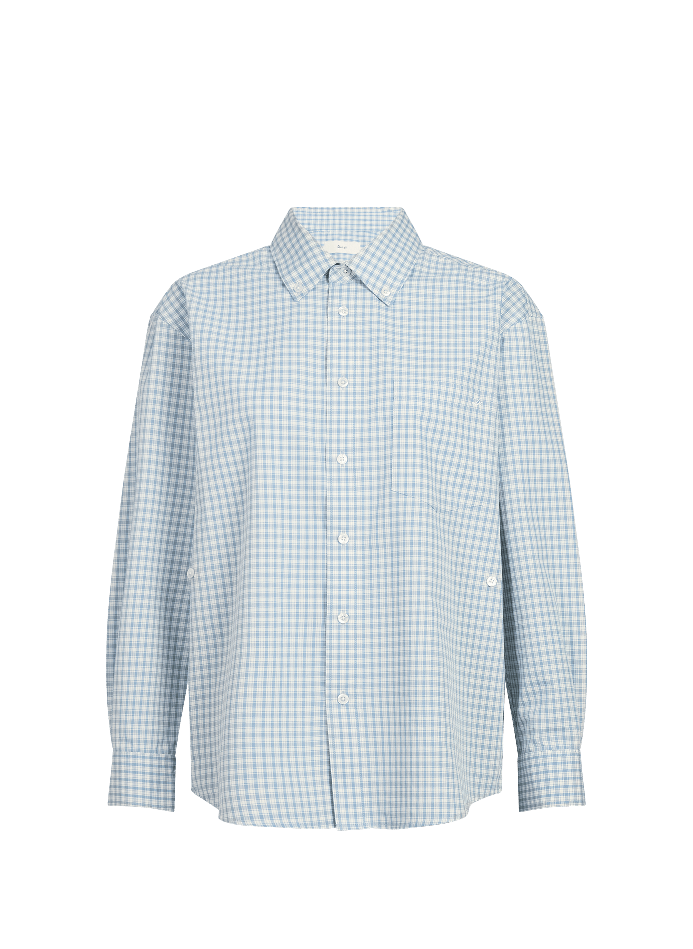 Chemise col américain à carreaux en coton DUNST Bleu