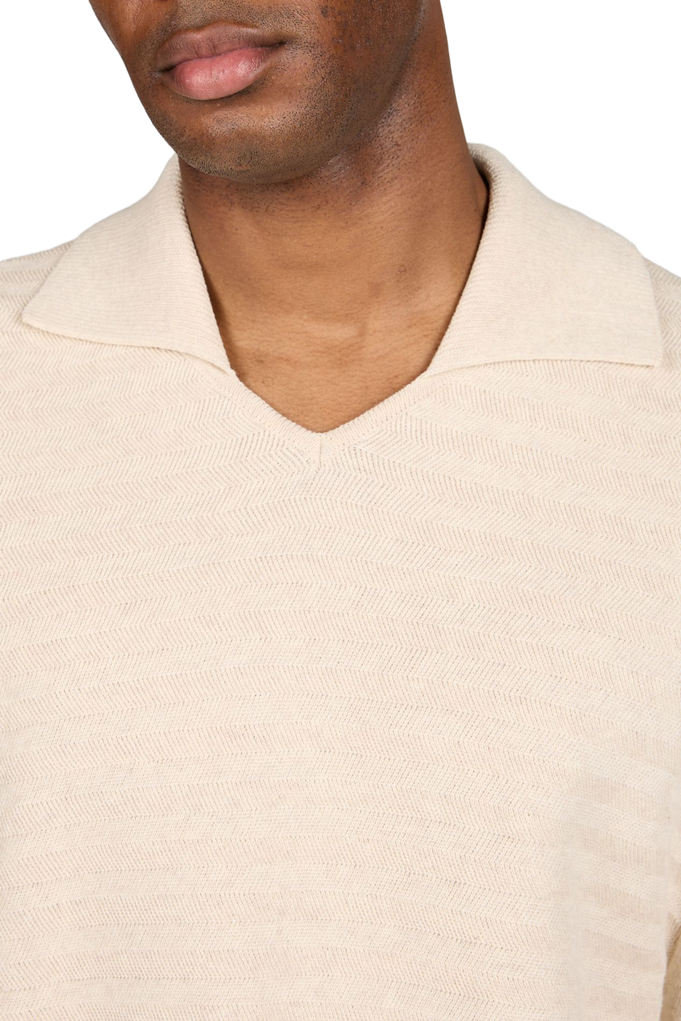 Polo manches courtes maille chevron en coton et soie JACQUEMUS Beige