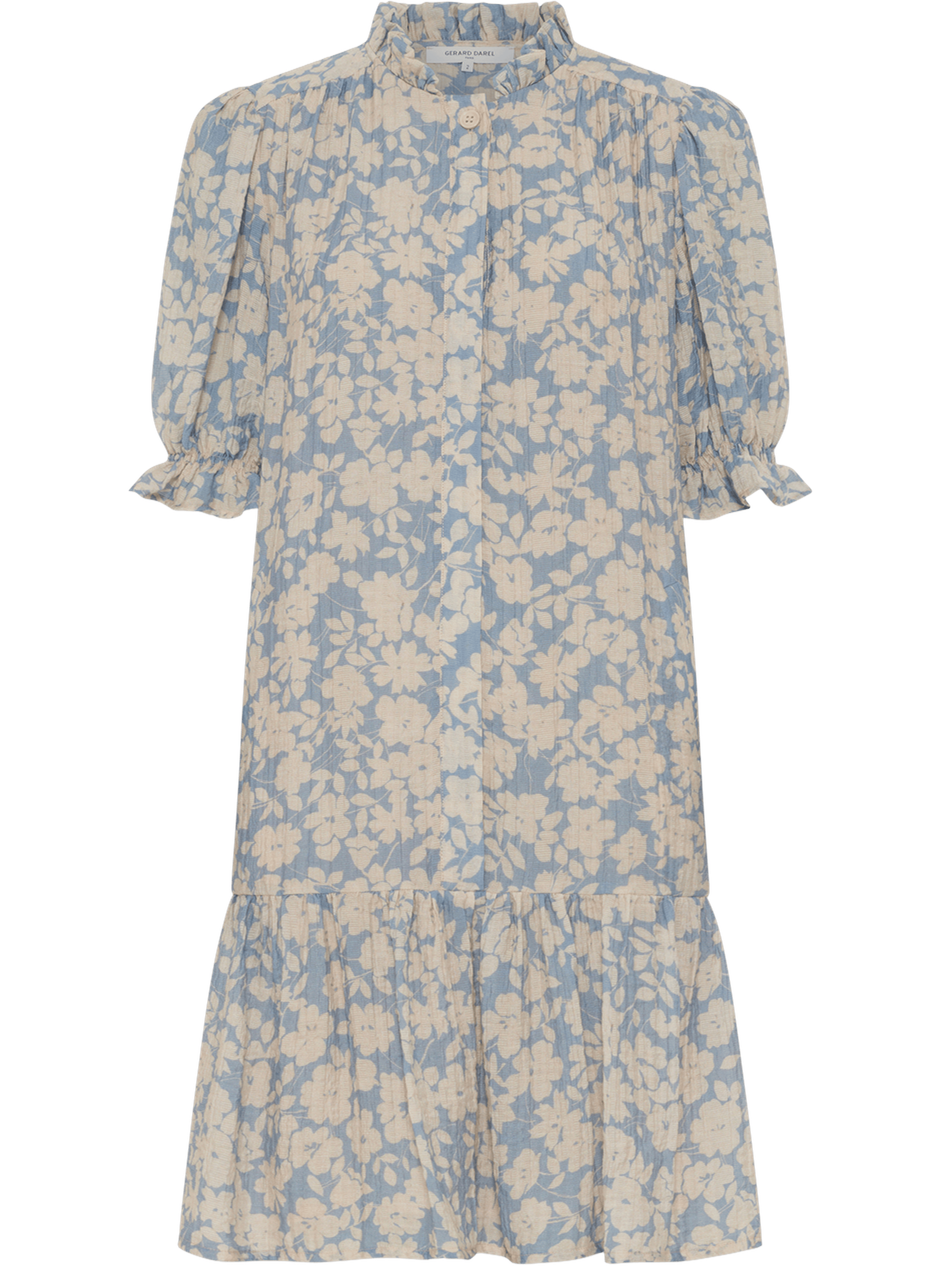 Robe courte à fleurs et volants - romie GERARD DAREL Bleu