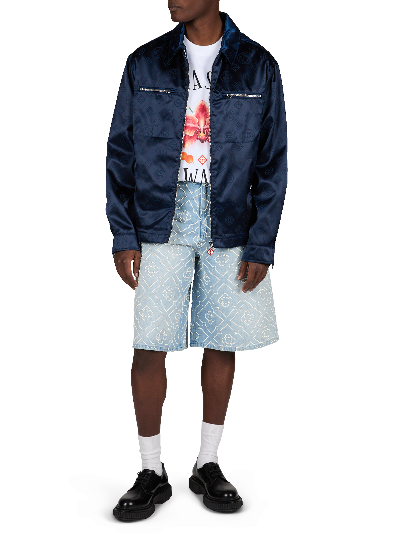 Veste logotypée effet satiné CASABLANCA PARIS Bleu