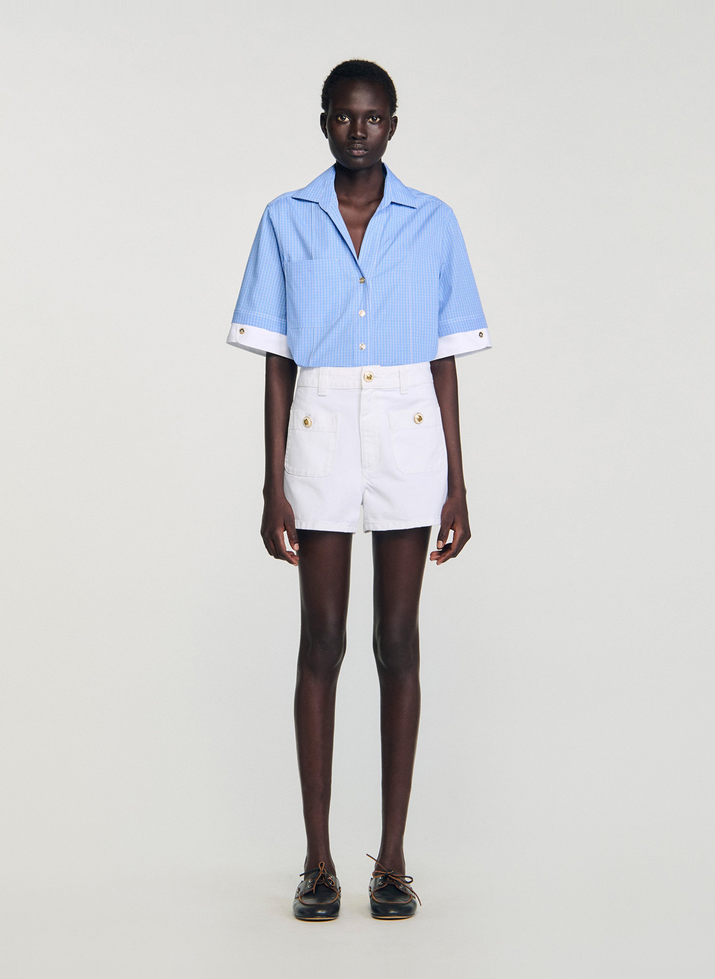 Short droit à détails boutonnés SANDRO Blanc