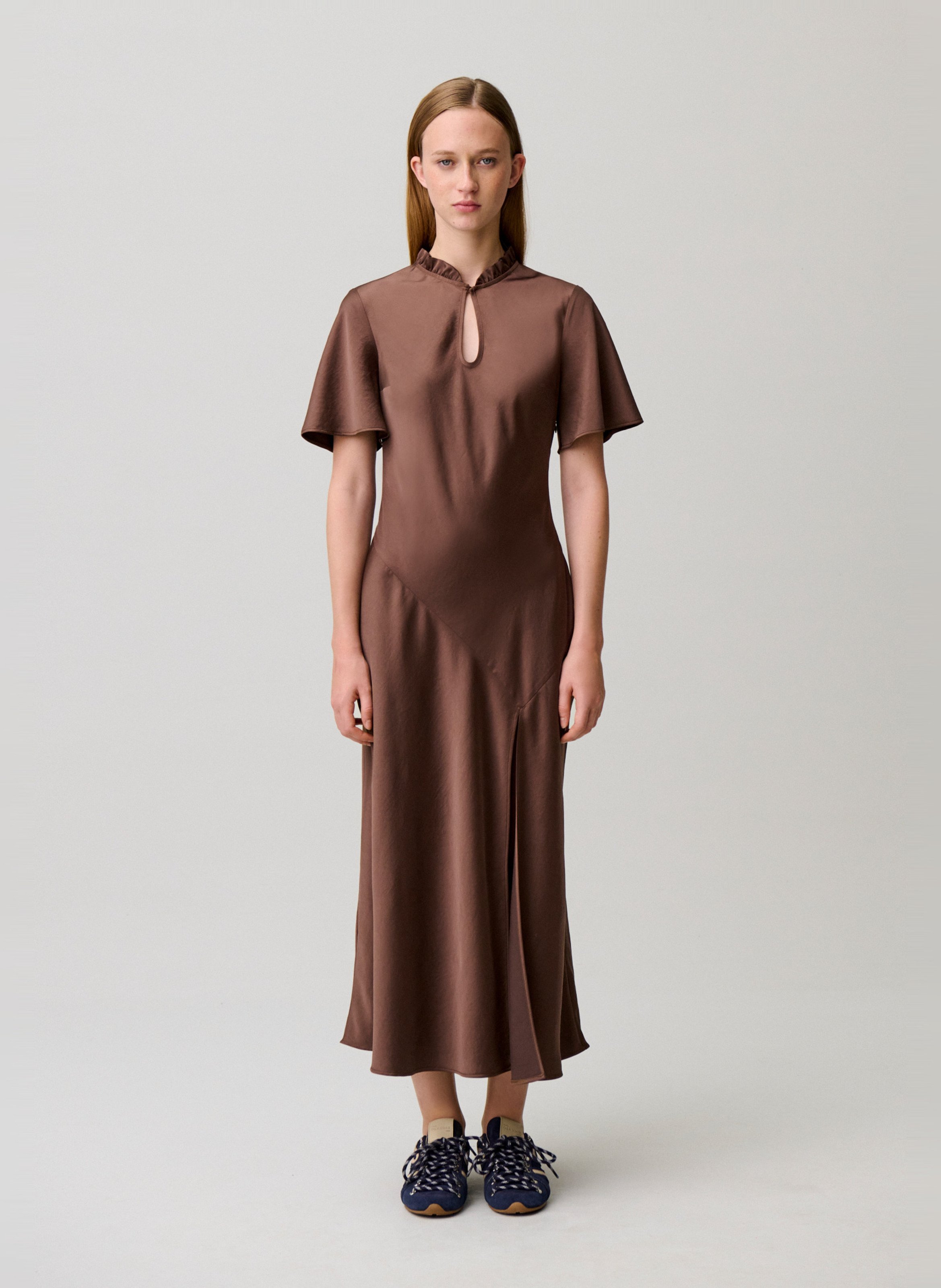 Robe longue fendue unie CLAUDIE PIERLOT Marron