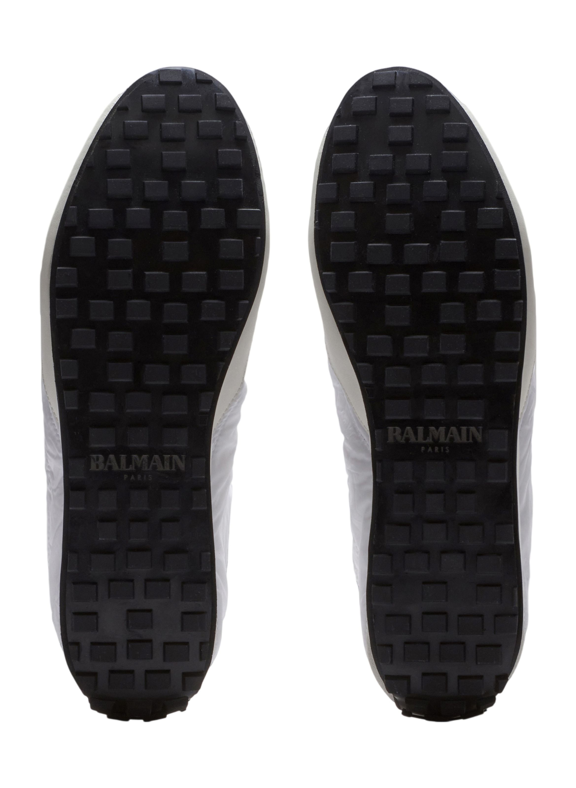 Baskets racing low en nylon et cuir BALMAIN Blanc