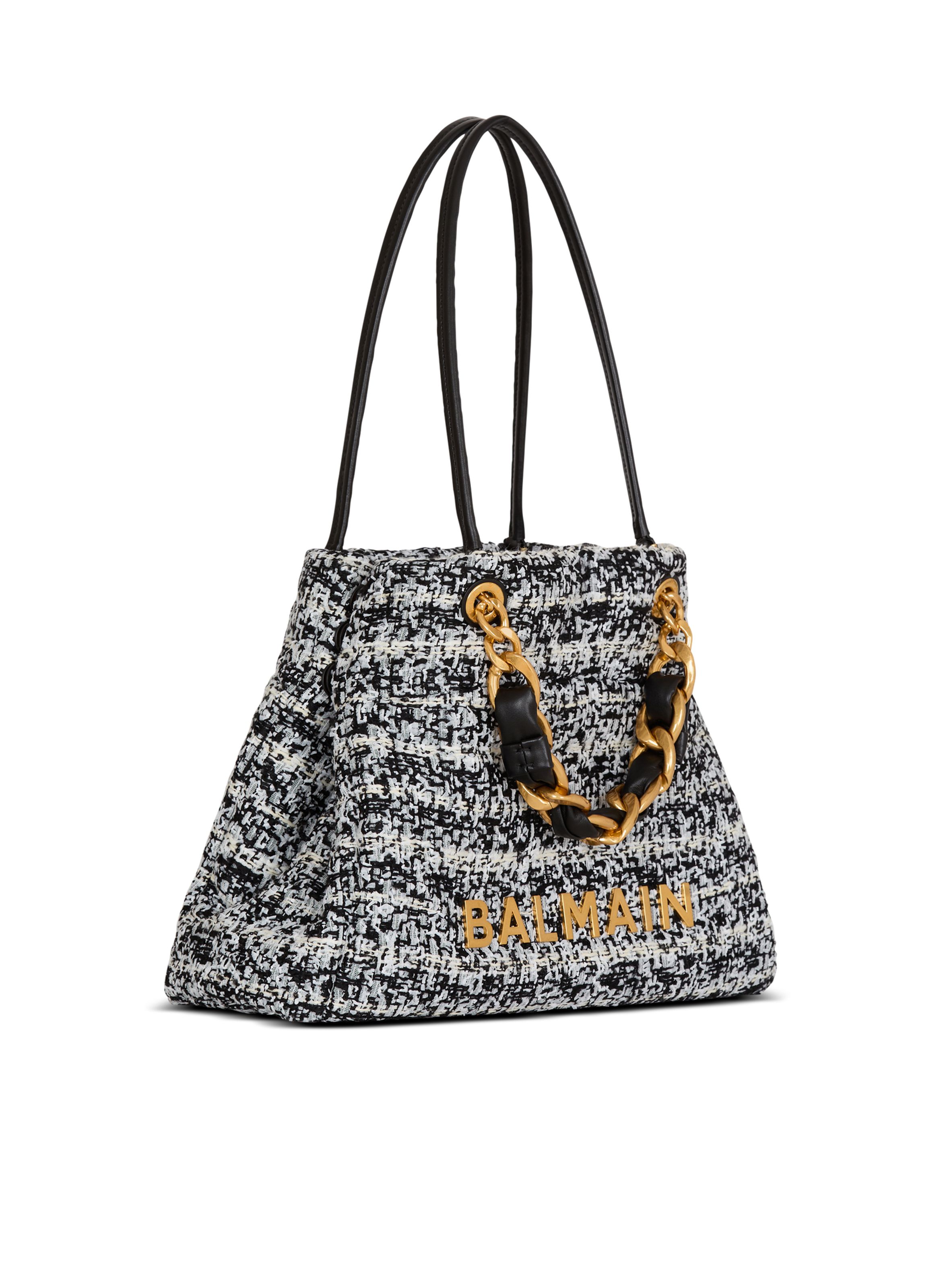Sac cabas 1945 soft en tweed BALMAIN Noir