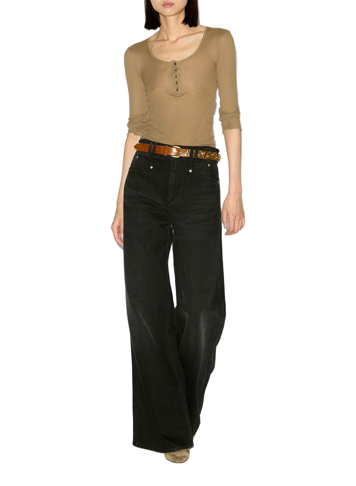 Weite High-Waist-Jeans von Lemony aus Baumwolldenim ISABEL MARANT Schwarz