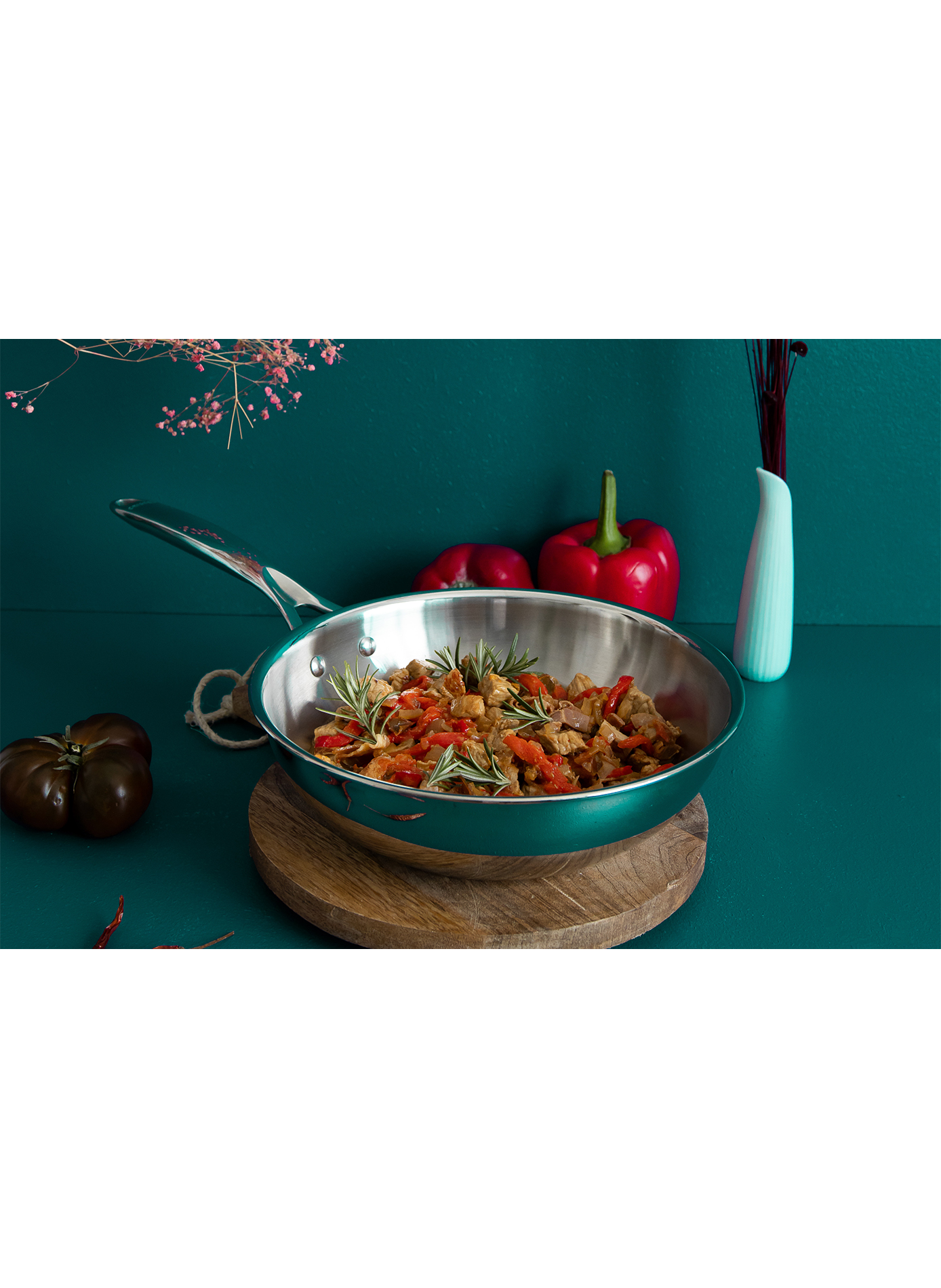 Wok Castel'Pro en inox CRISTEL Gris