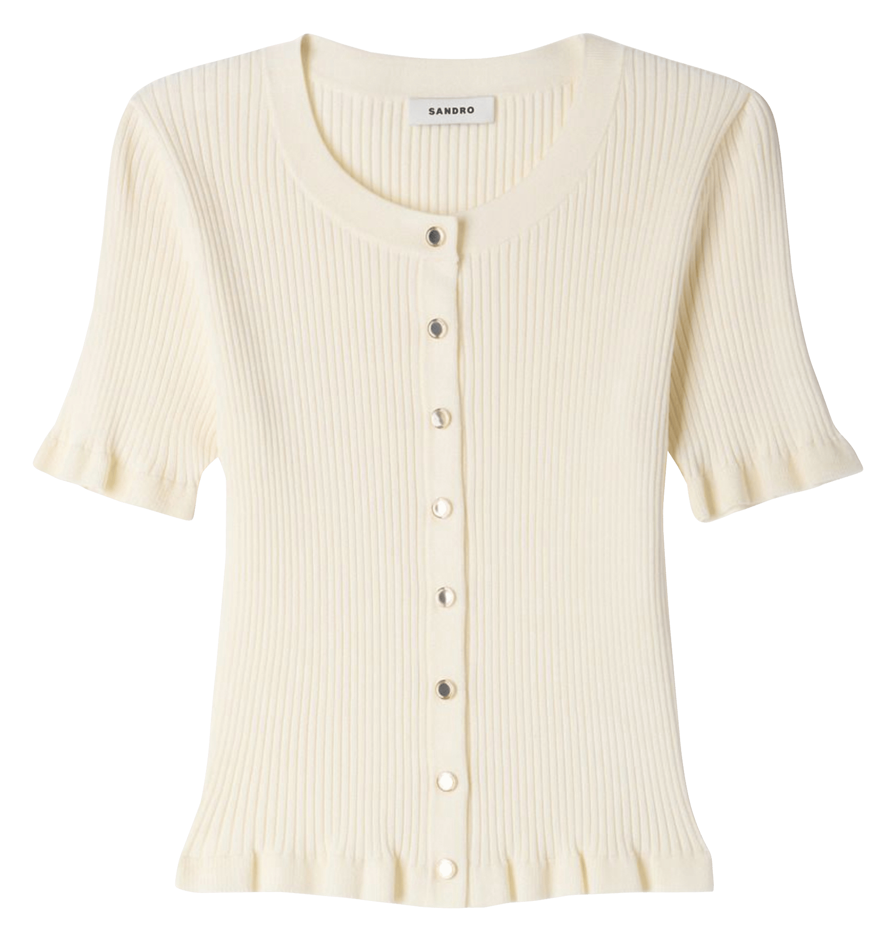 Top col rond cintré côtelé SANDRO Beige