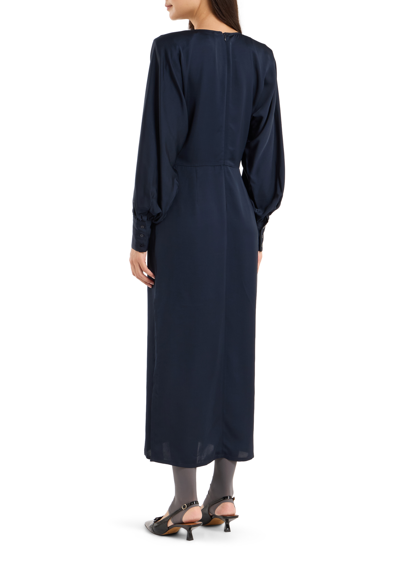Long dress with round neck SAISON 1865 Blue
