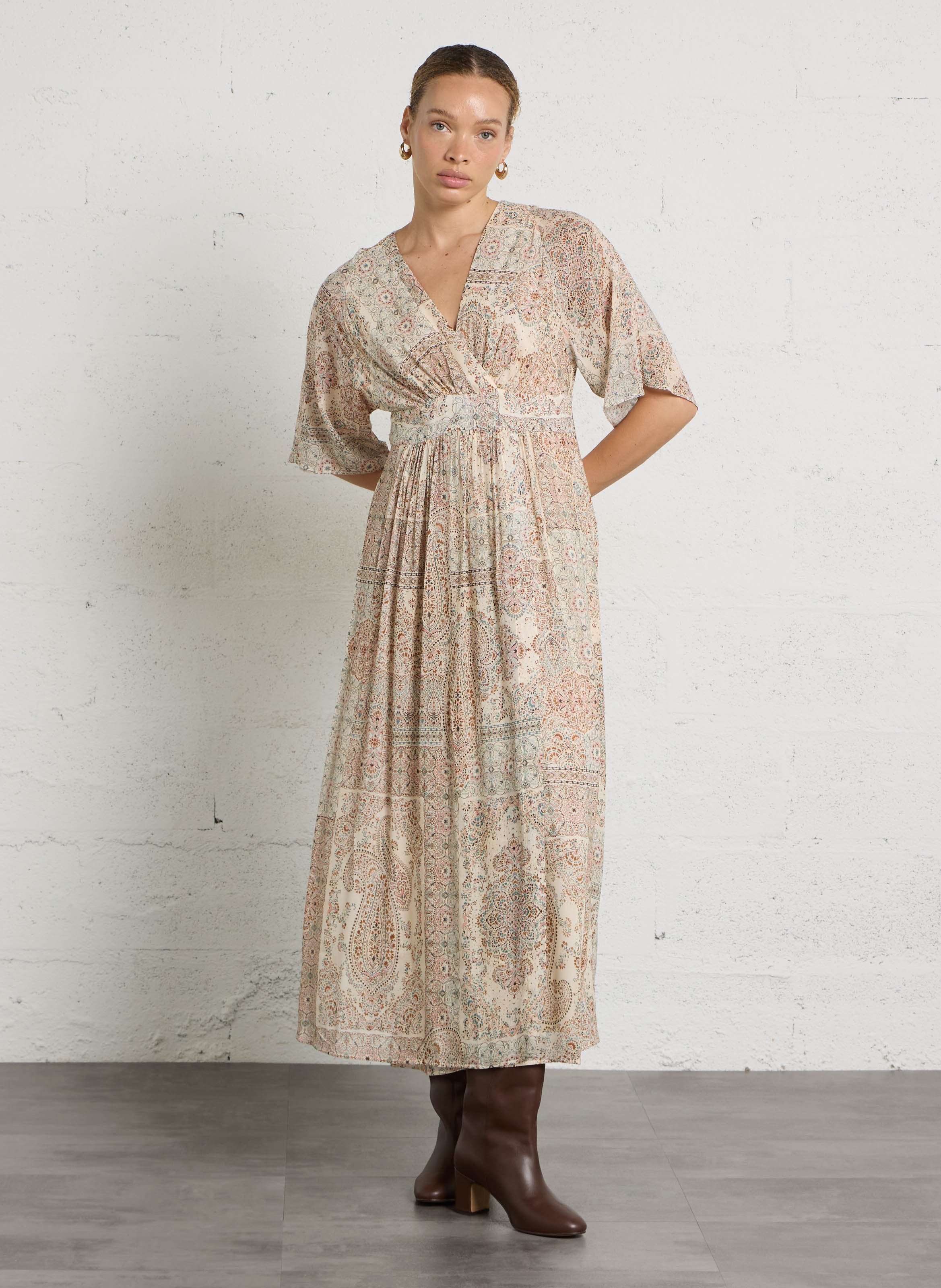 Robe longue à imprimé poeme MAISON 123 Bleu