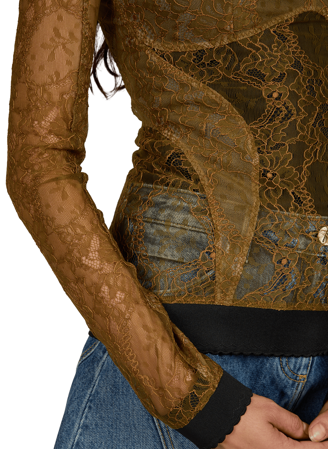Angepasstes Top mit Spitze THE ATTICO Khaki