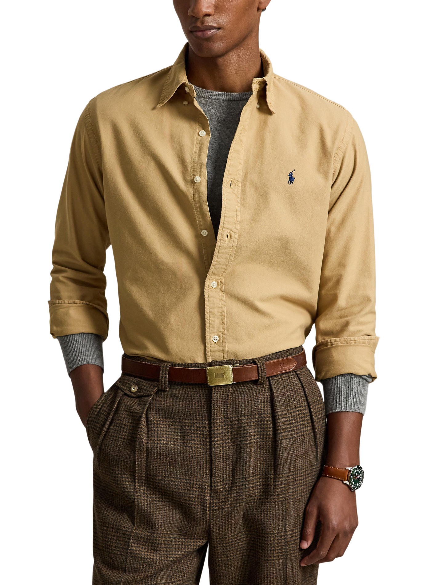 Chemise à manches longues en coton  POLO RALPH LAUREN Kaki