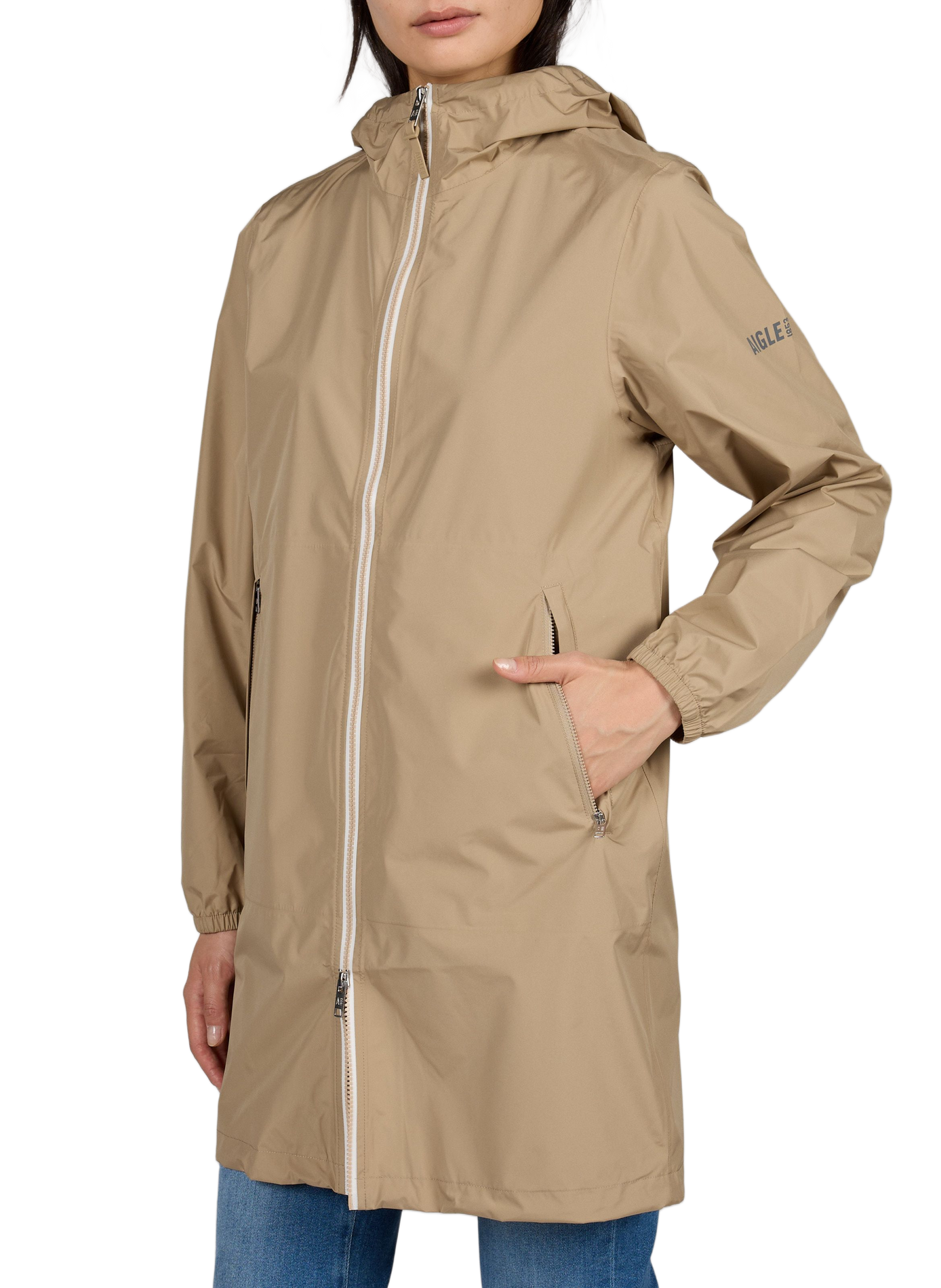 Unisex windproof Rainpack 90 long and foldable raincoat AIGLE Beige
