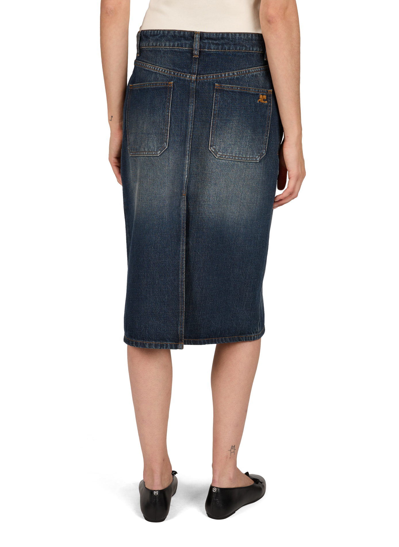 Midi-Rock aus Denim COURRÈGES Blau