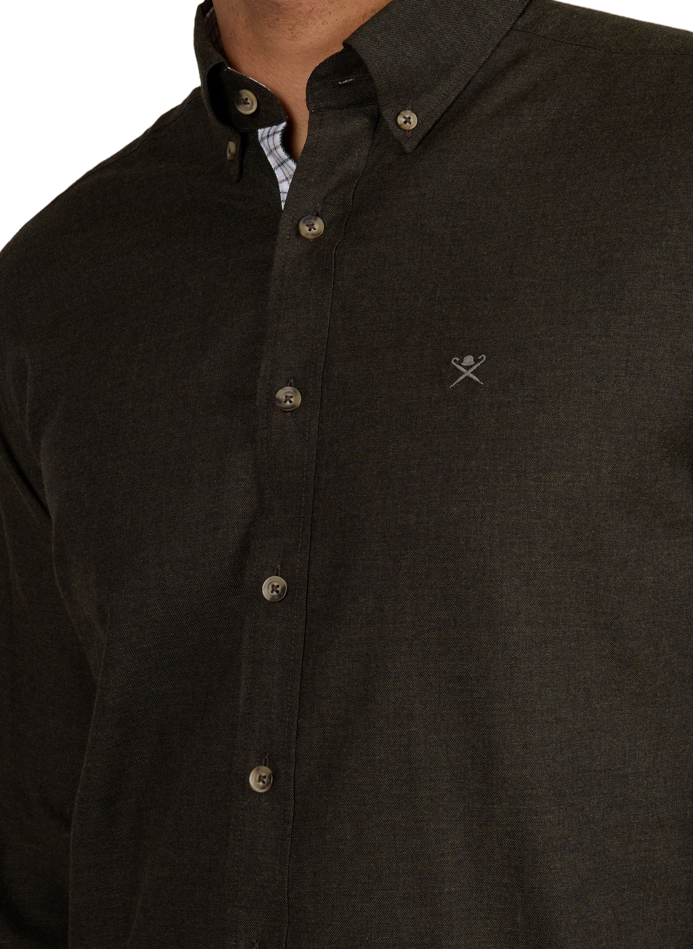 Camisa entallada Brompton de algodón HACKETT Verde