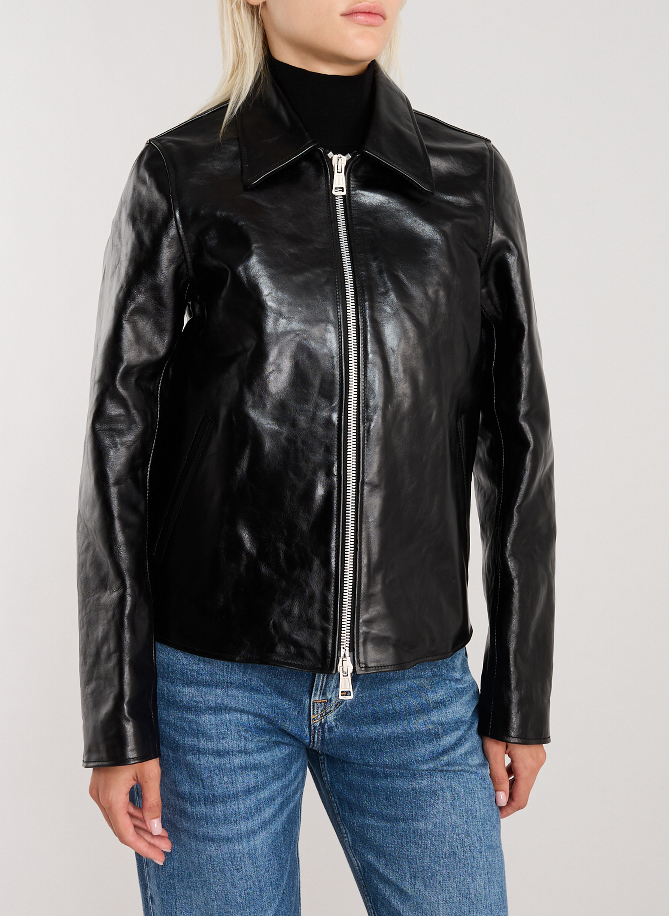 Jacket with classic leather collar OUR LEGACY Black