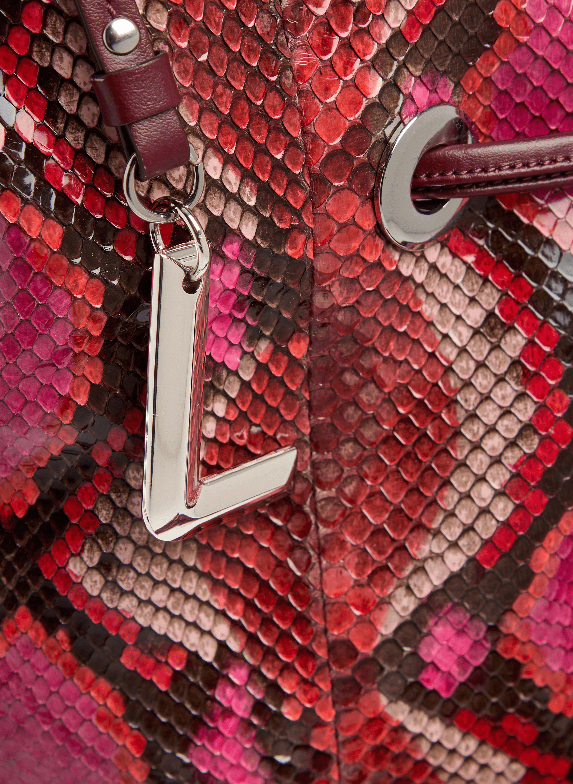 Sac seau premier flirt de lancel en animation 150y python peint : python peint & cuir de vachette lisse LANCEL Rouge