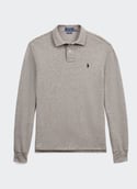 Polo slim à manches longues en maille piqué de coton  Canterbury heather