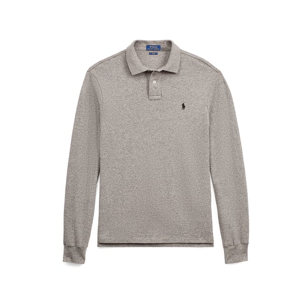 Polo Ralph Lauren Polo Slim À Manches Longues En Maille Piqué De Coton In Grey