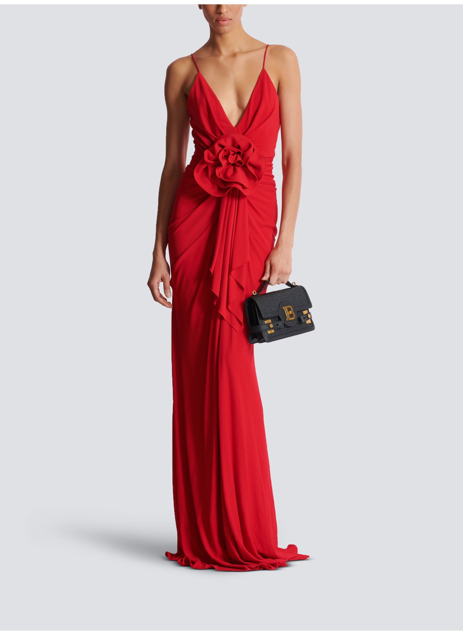 Balmain Paris Robe ROBE LONGUE PLISSéE à DéTAIL FLEUR - BALMAIN pour FEMME | Printemps.com