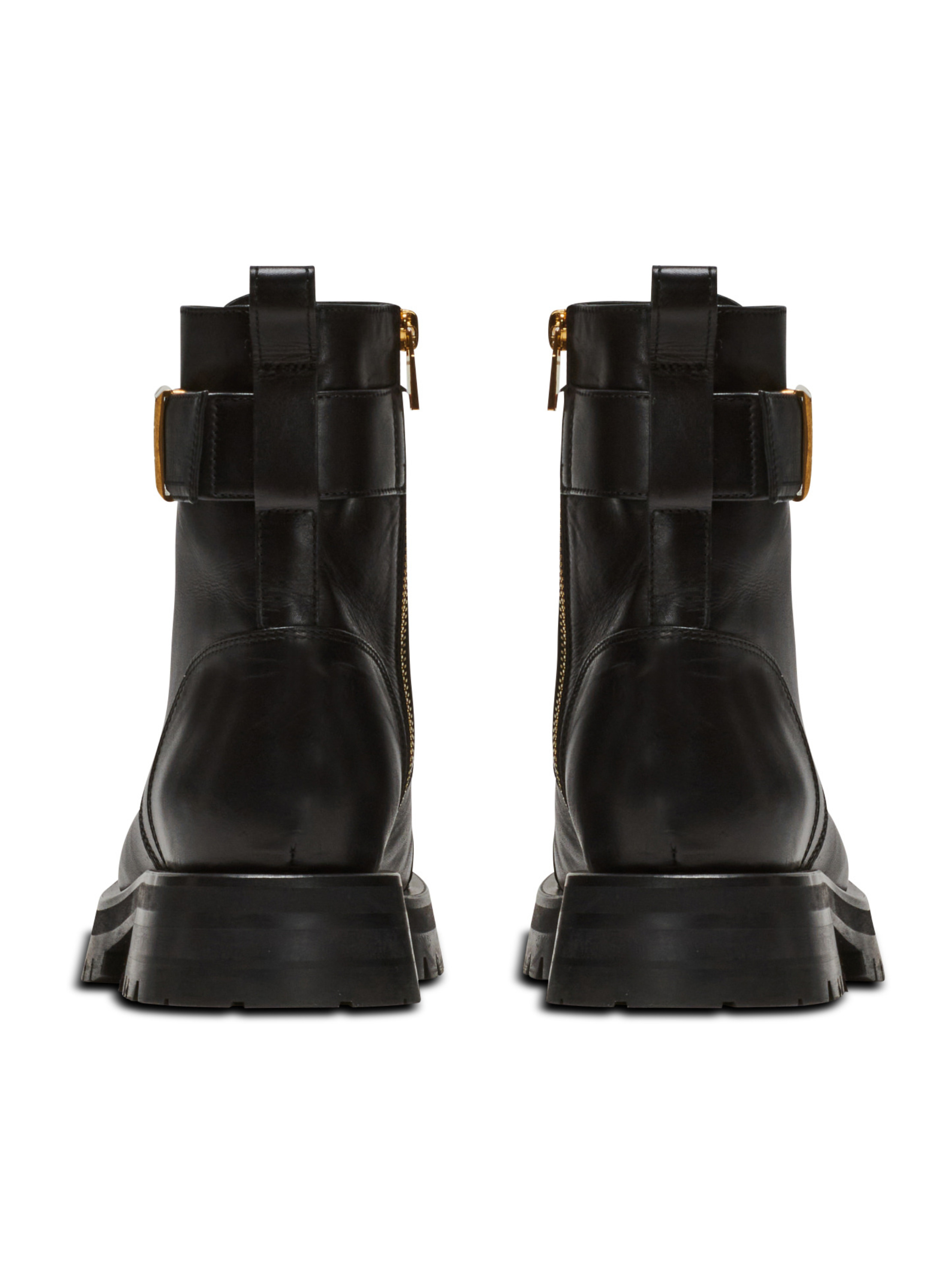 Bottines rangers charlie en cuir BALMAIN Noir