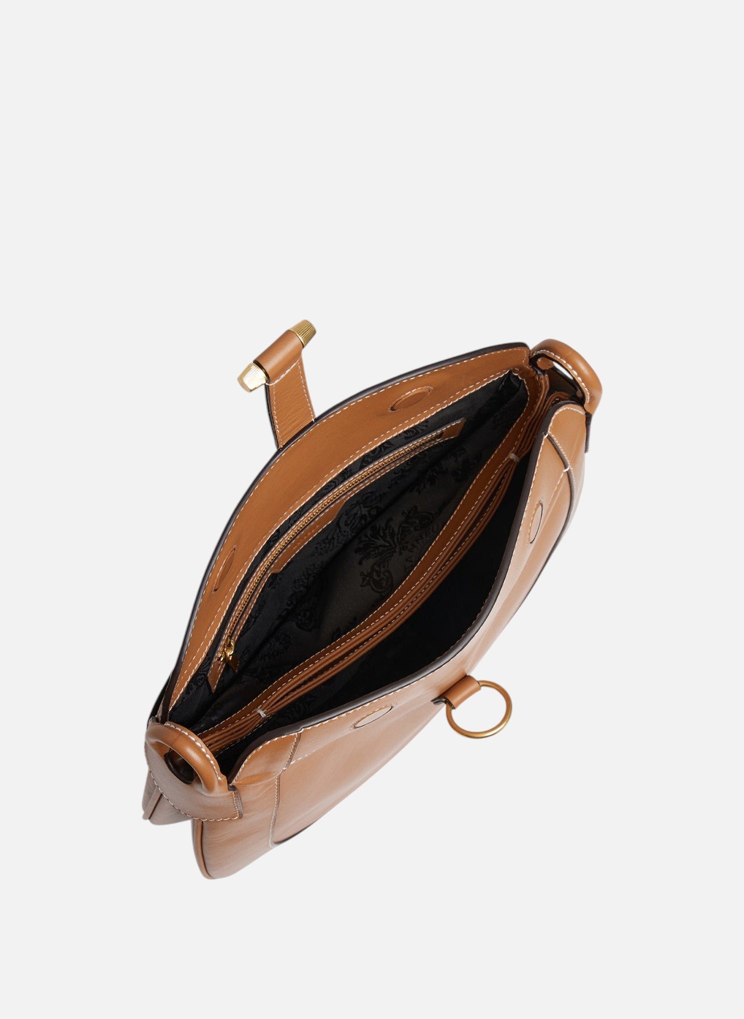 Grand sac bandoulière pia en cuir lisse LE TANNEUR Marron