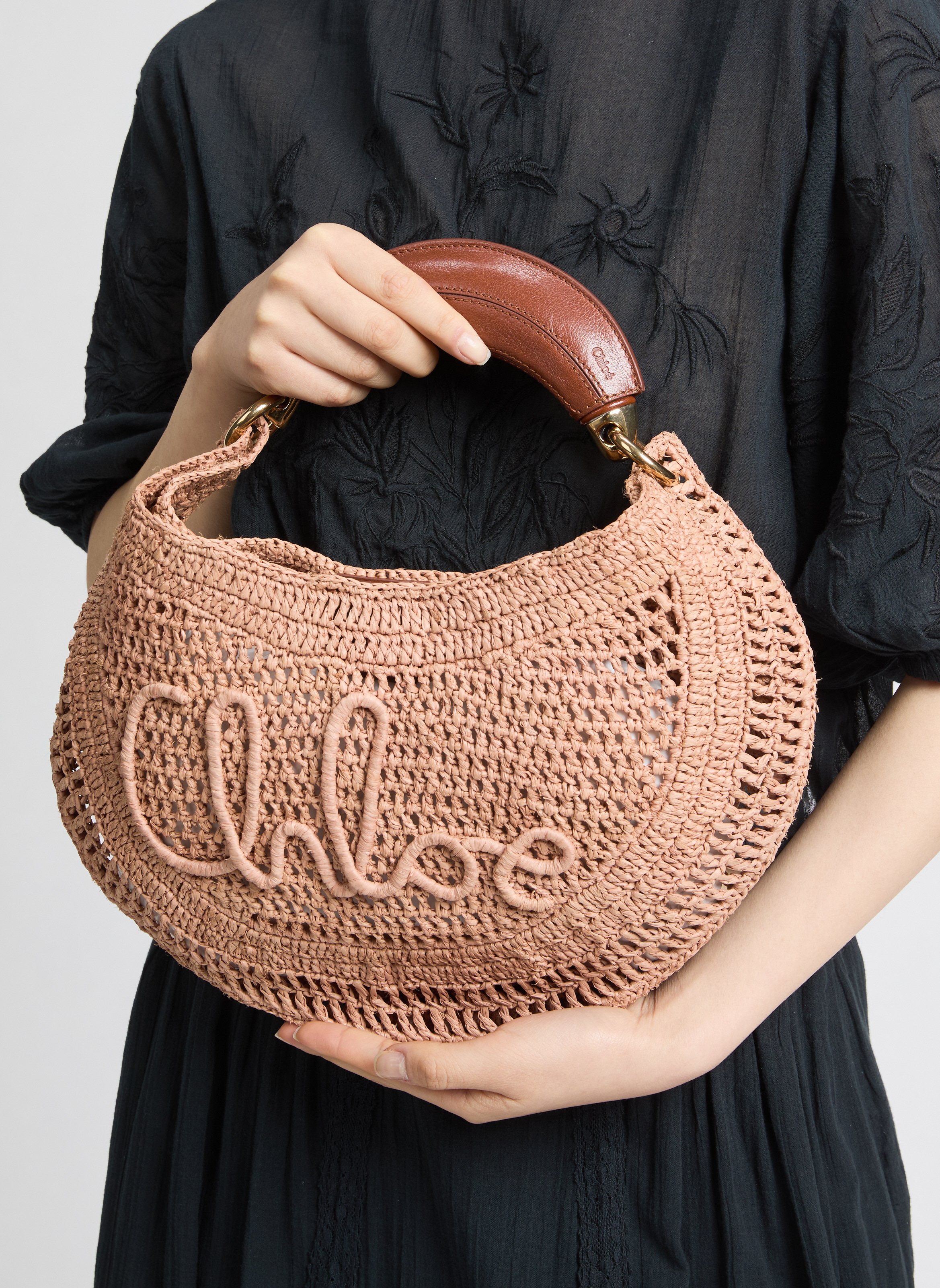 Sac à main Hobo Summer Banana en raphia CHLOÉ Beige