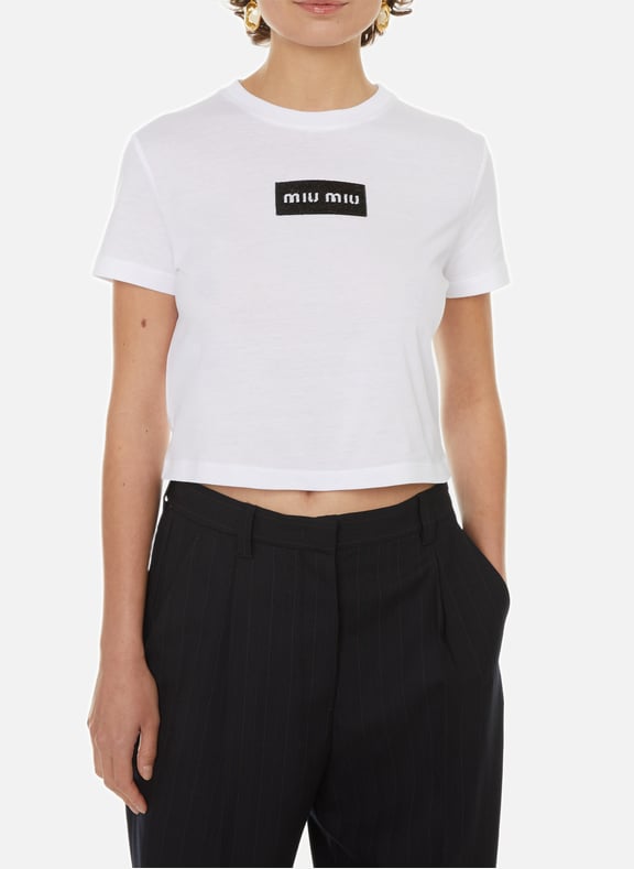 T-shirt à logo Blanc by MIU MIU MIU MIU T-shirt à logo Blanc