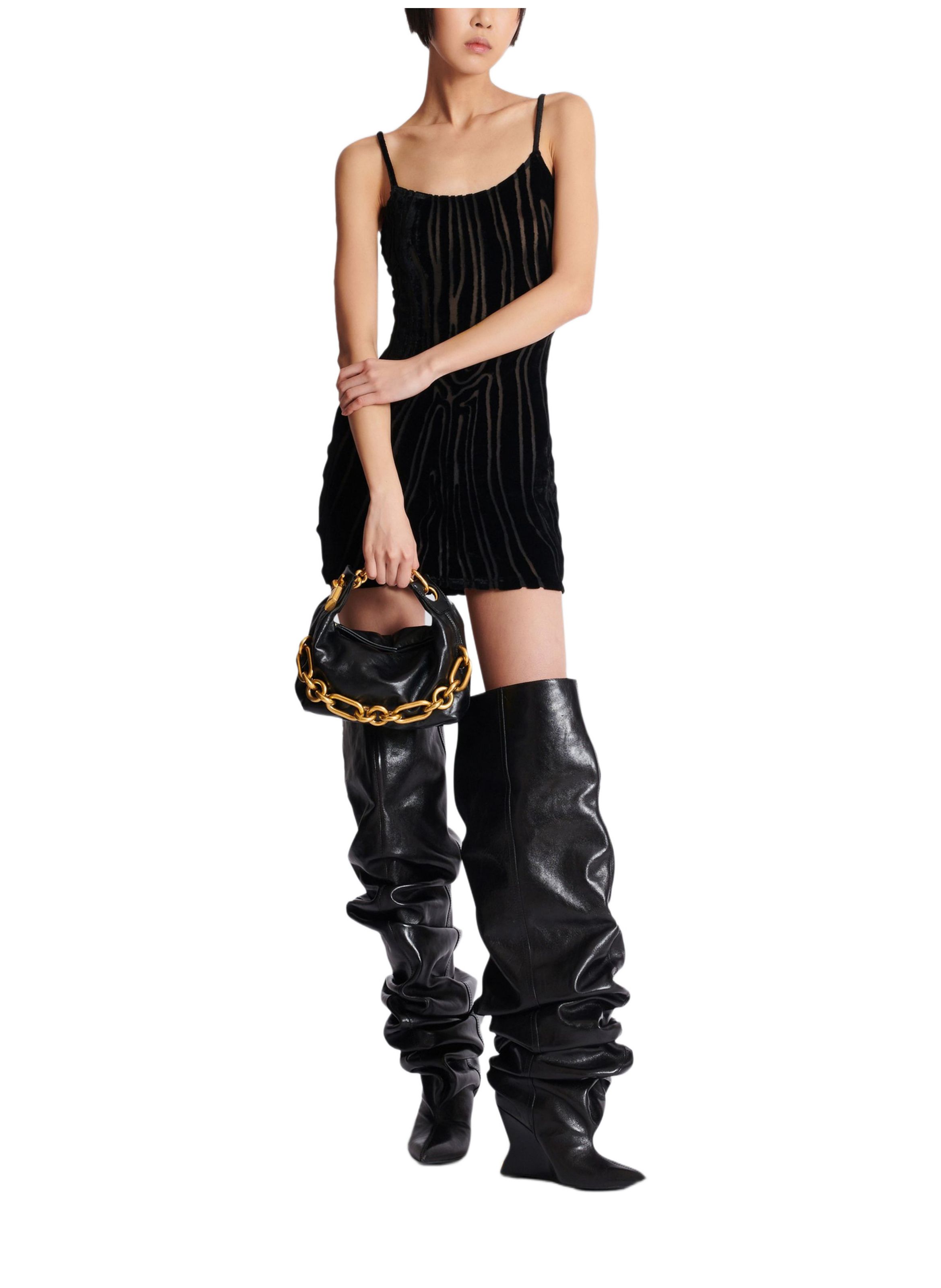 Sac sync mini en cuir de veau BALMAIN Noir