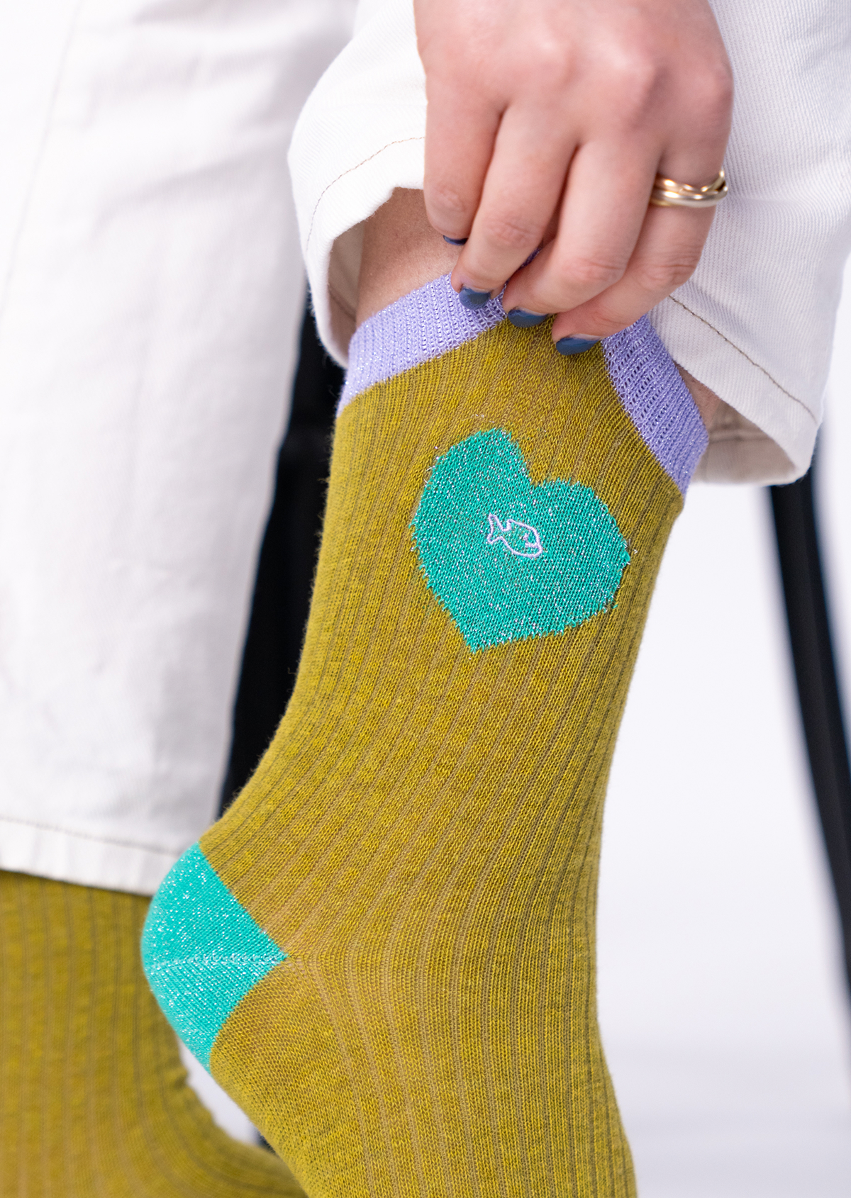 Chaussettes en coton peigné coeur BILLYBELT Kaki