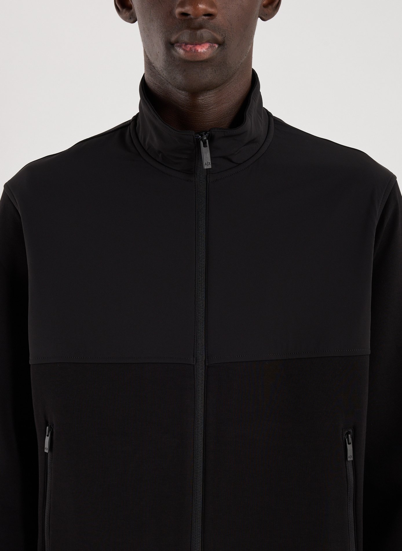 Straight cut dual-material sweatshirt in mixed cotton ARMANI EXCHANGE Black