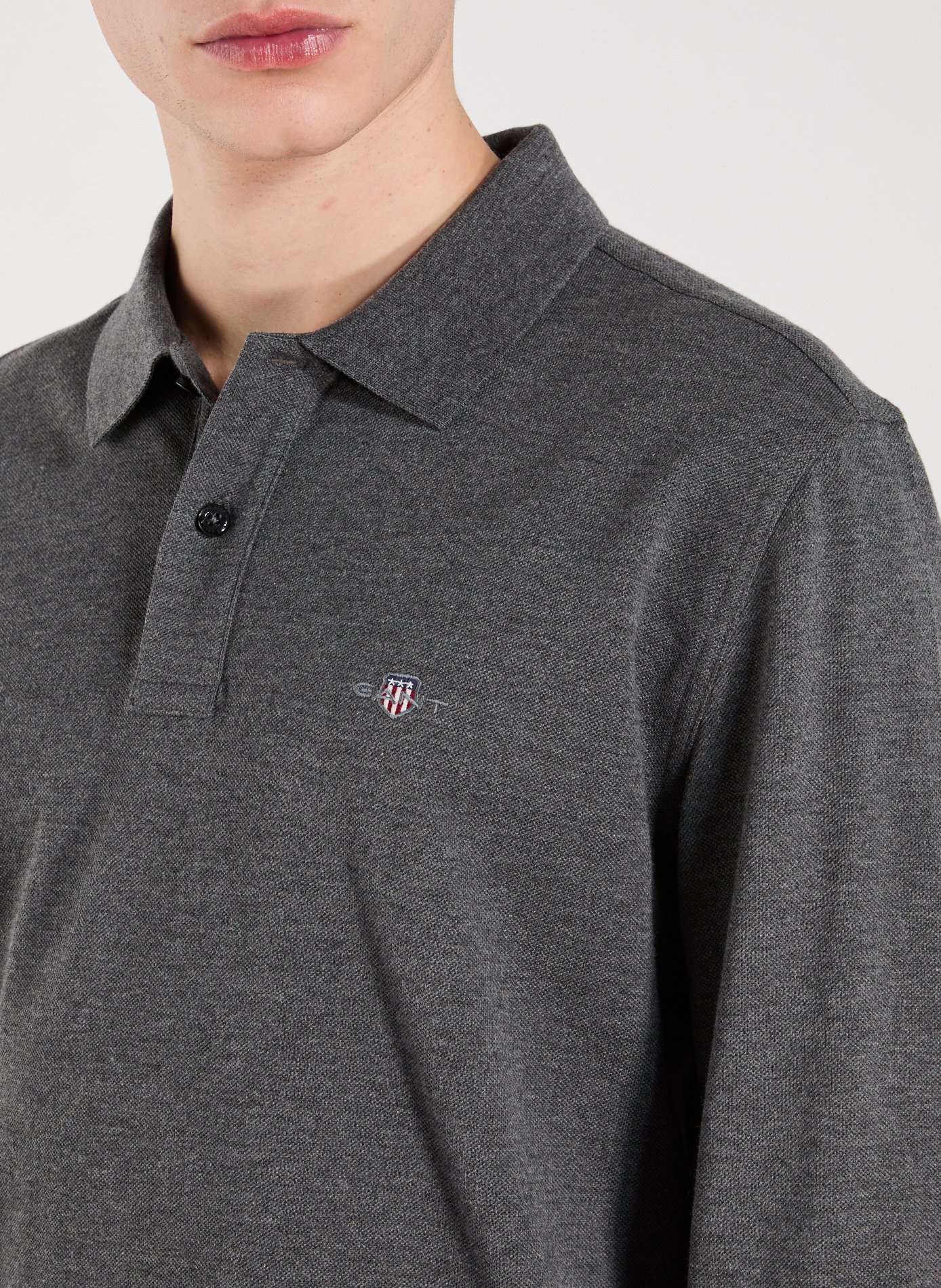 Long-sleeved cotton polo shirt GANT Grey
